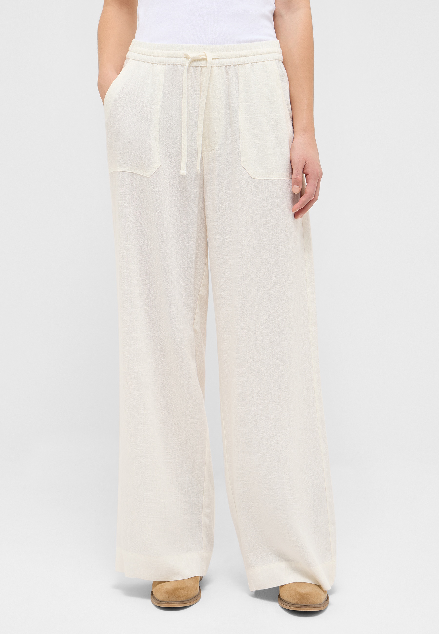 Hose, Beige, Weite Passform, Kordelzug, Taschen