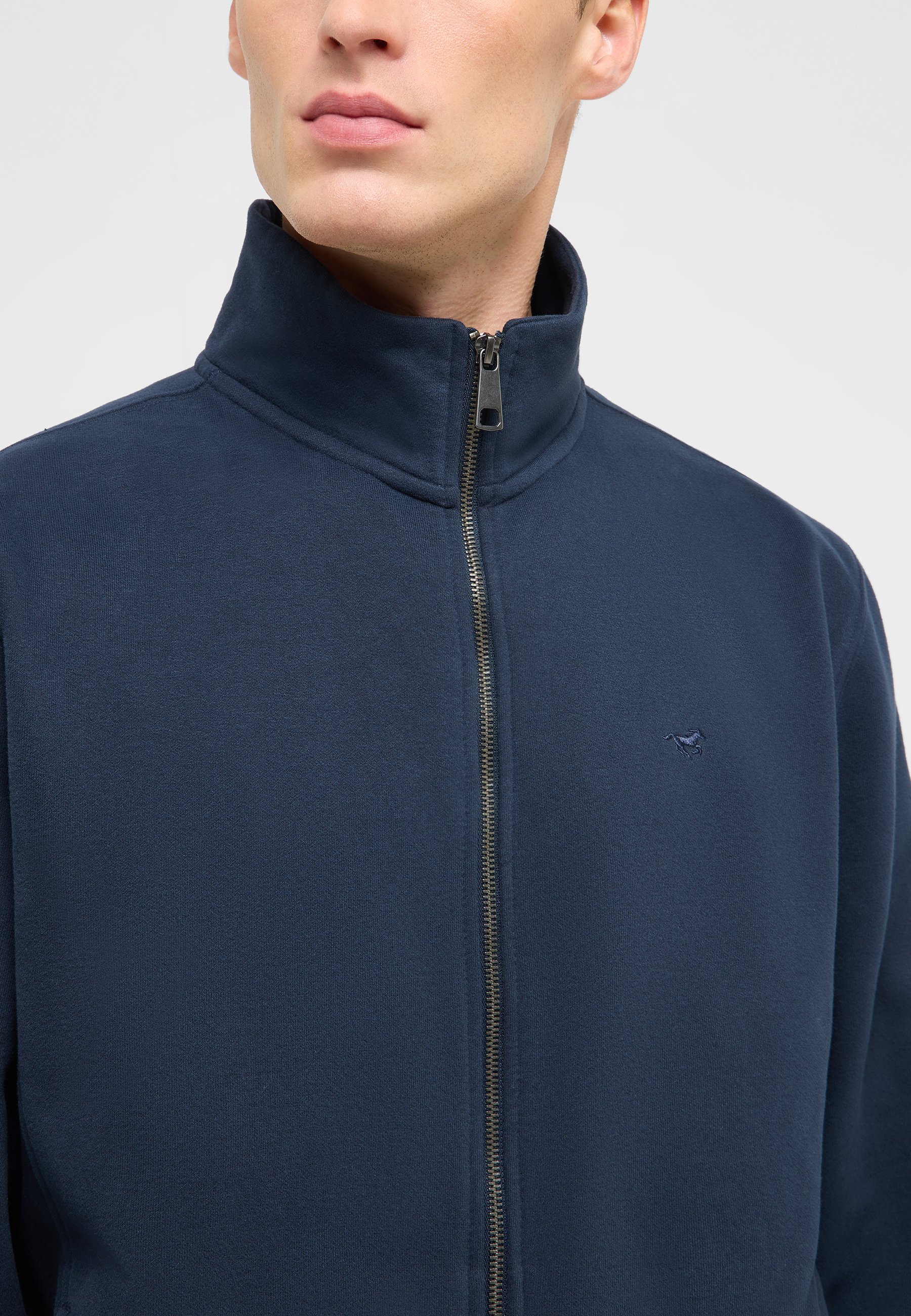 Fleece, Reißverschluss, Hoher Kragen, Navy, Minimal