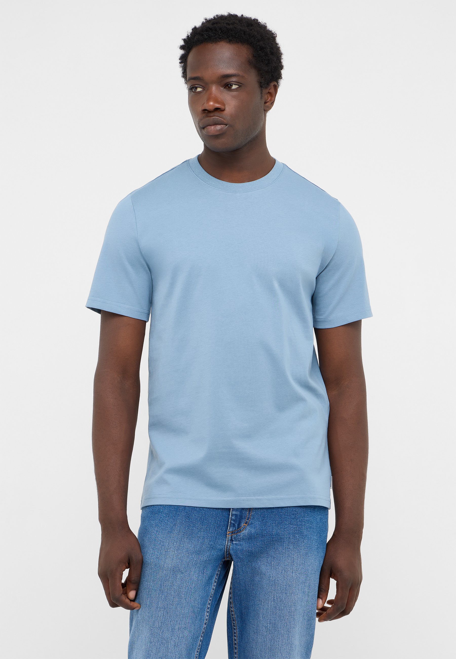 T-Shirt, Kurzarm, Einfarbig, Hautfarbe: Hellblau, Baumwollmix