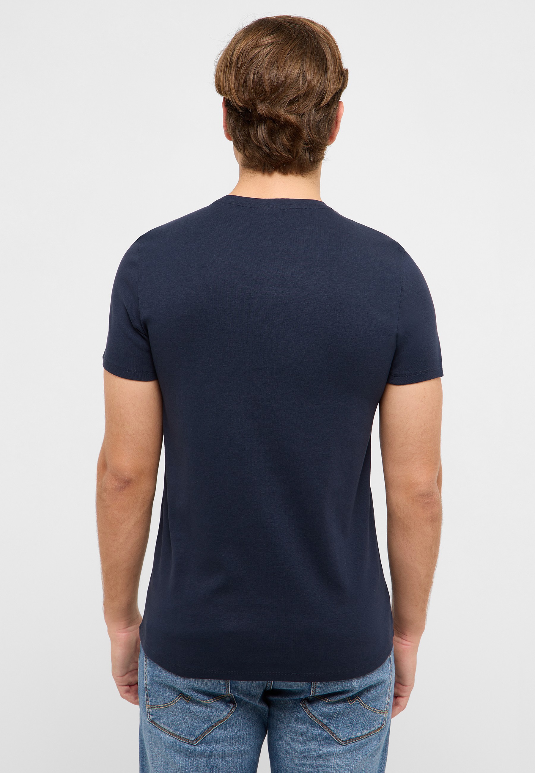 T-Shirt, Kurzarm, Navy, Baumwolle, Uni