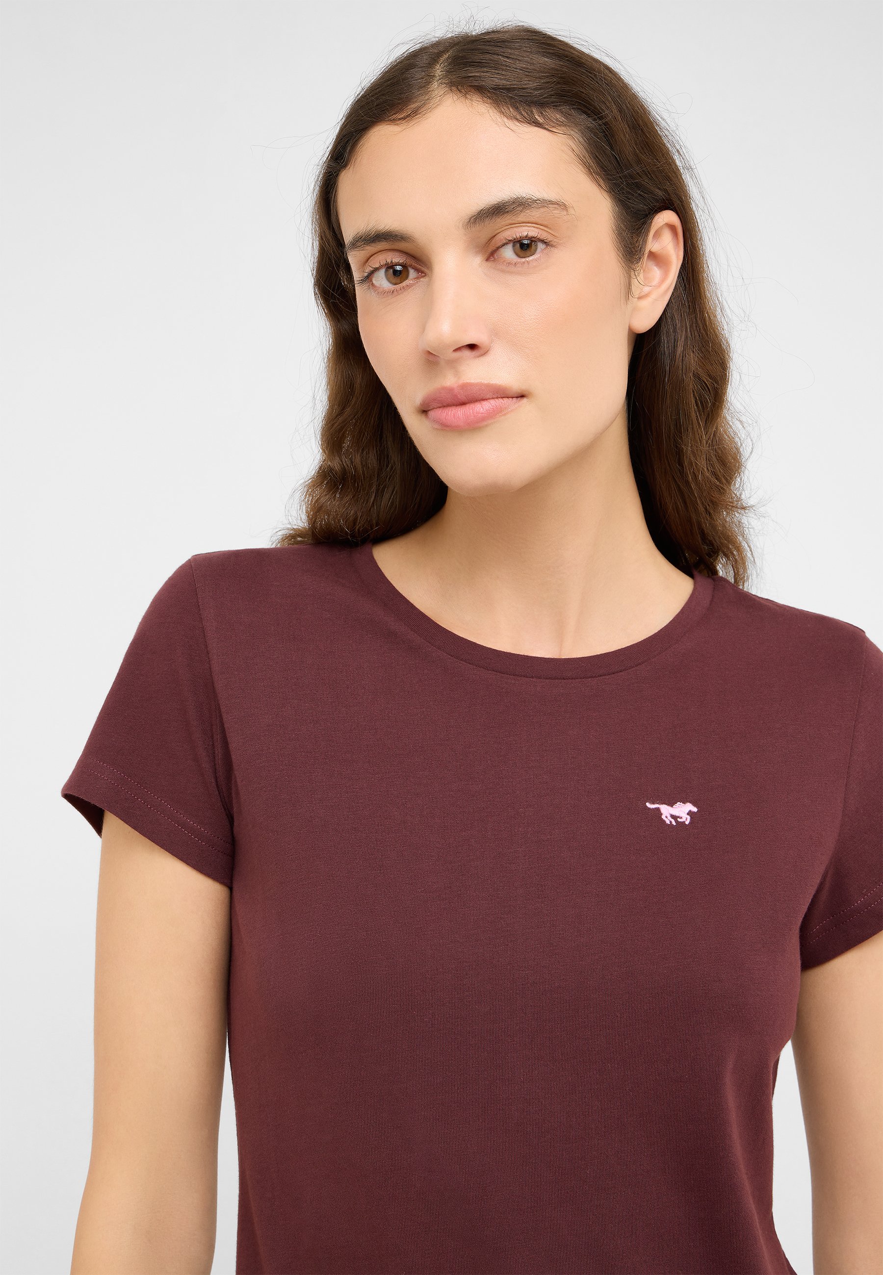 t-shirt, kurzarm, burgundy, farbton balau, kleines logo