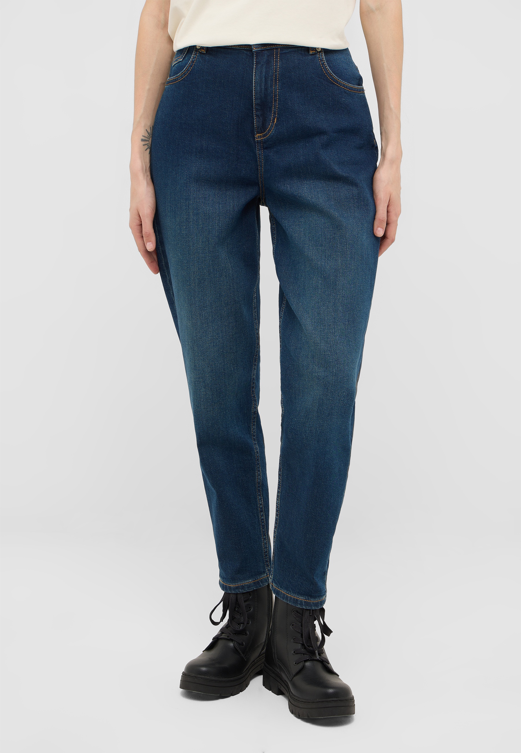 Jeans, Midwaist, Straight leg, Indigo, Dunkelblau