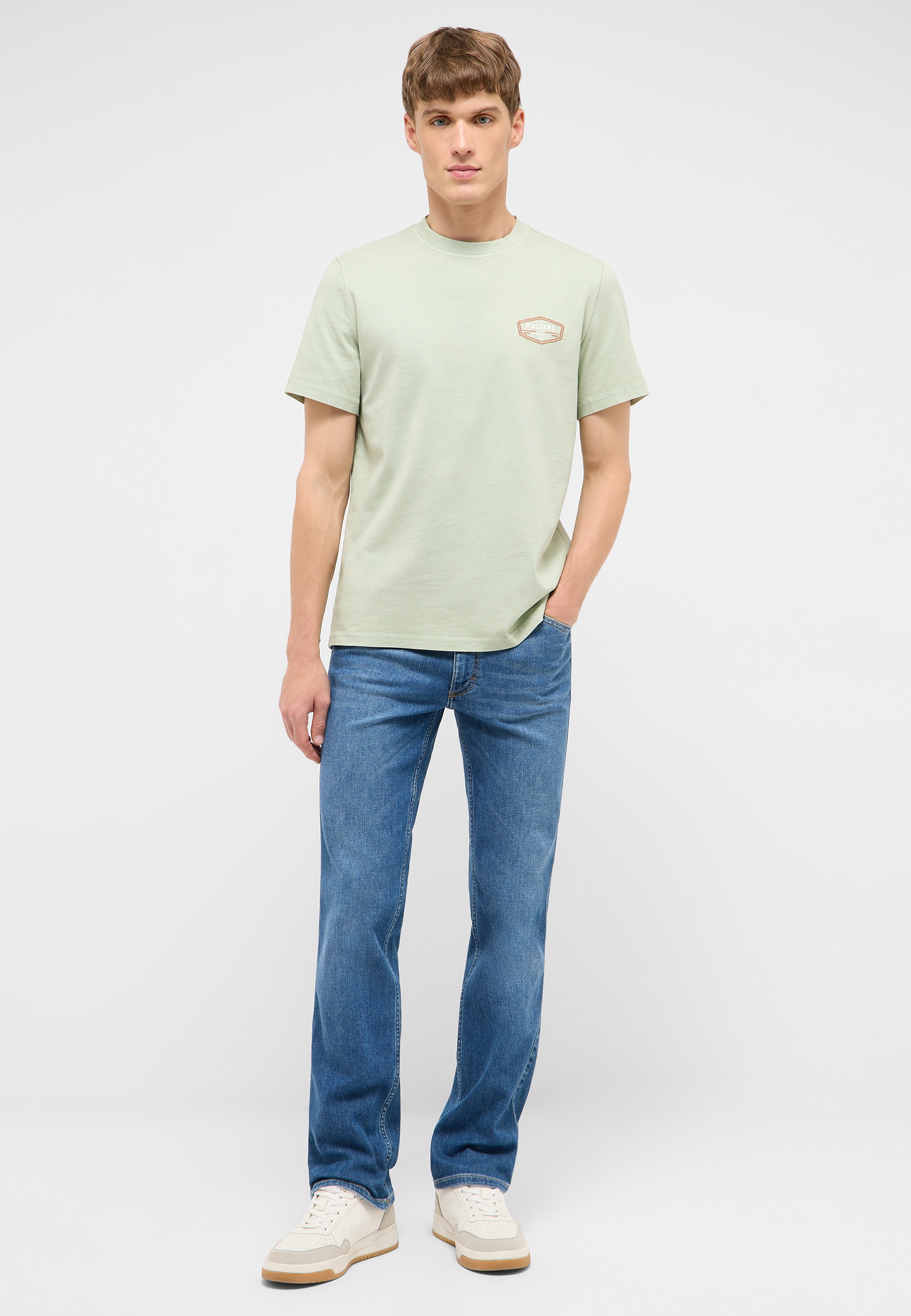 t-shirt, Rundhals, Kurzarm, Mintgrün, Logo-Abzeichen