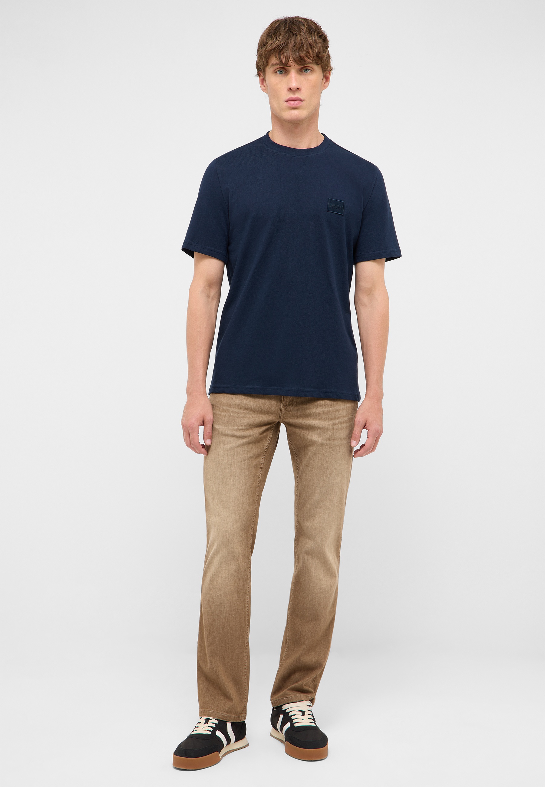 t‑shirt, navy, kurzarm, rundhals, uni