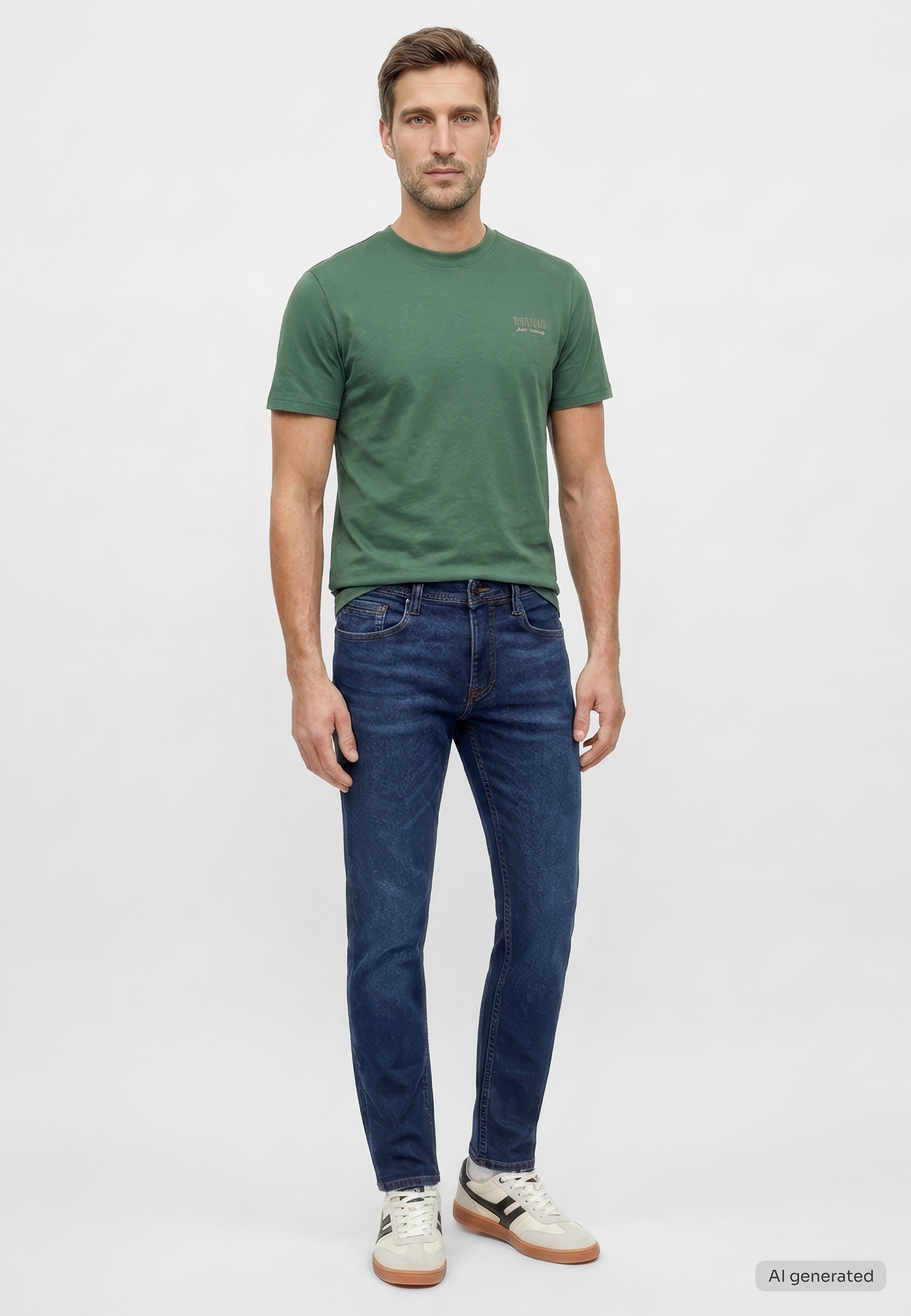 t-shirt, Rundhals, kurzarm, grün, Basis-T-Shirt