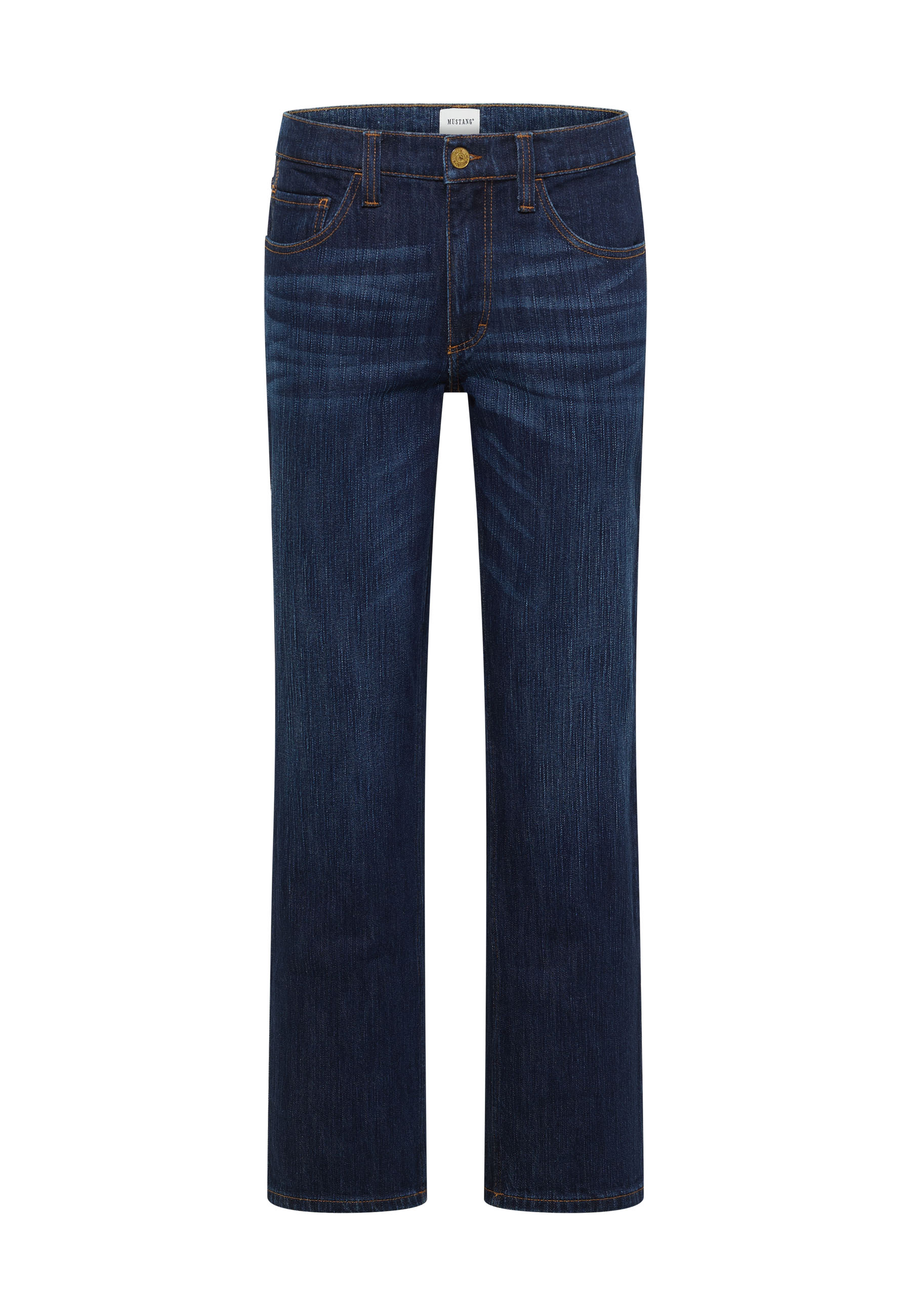 jeans, denim, straight leg, mid blue, five-pocket