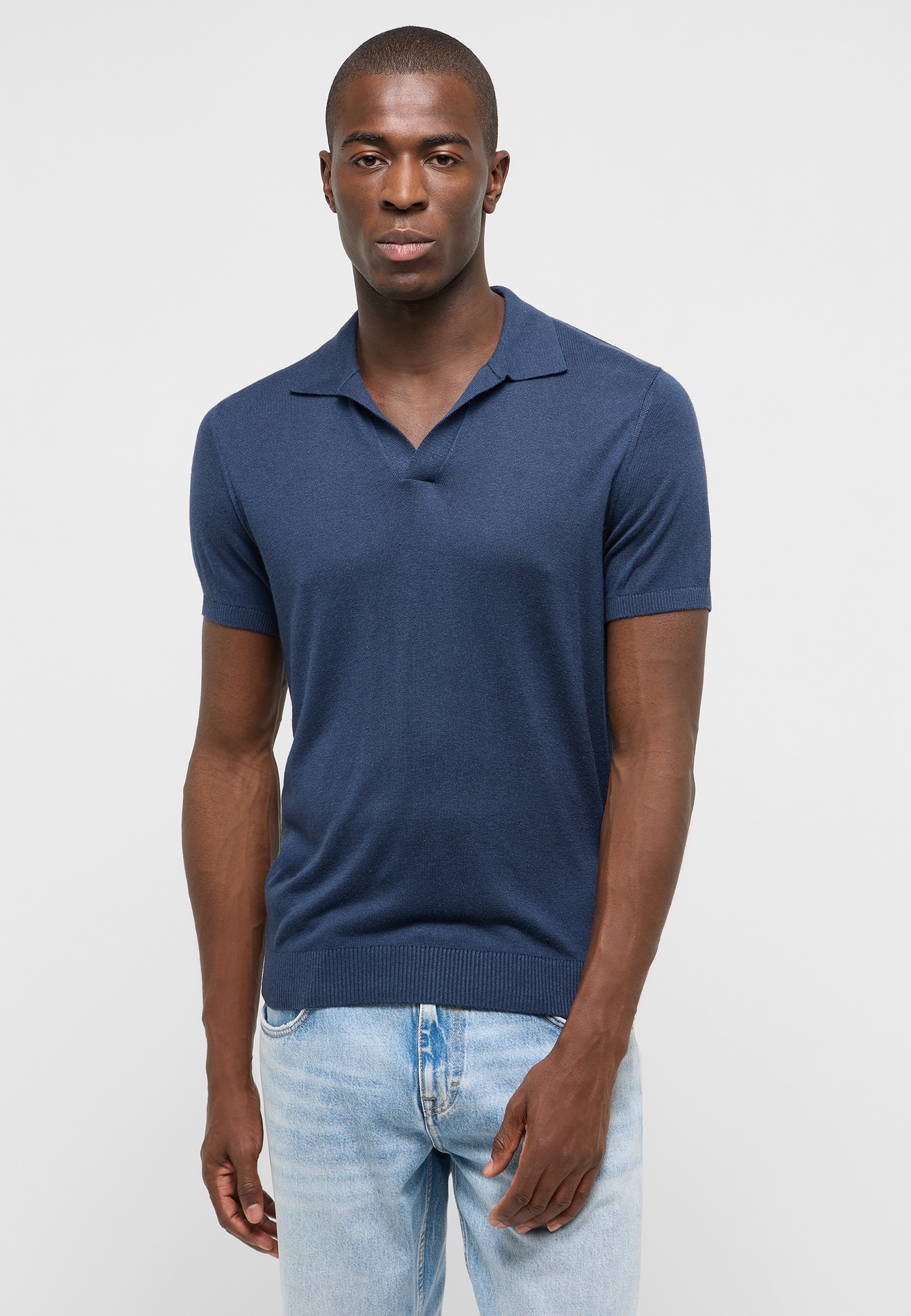 Polo-Shirt, Kurzarm,  Navyblau, Knit-Polo, Unifarben
