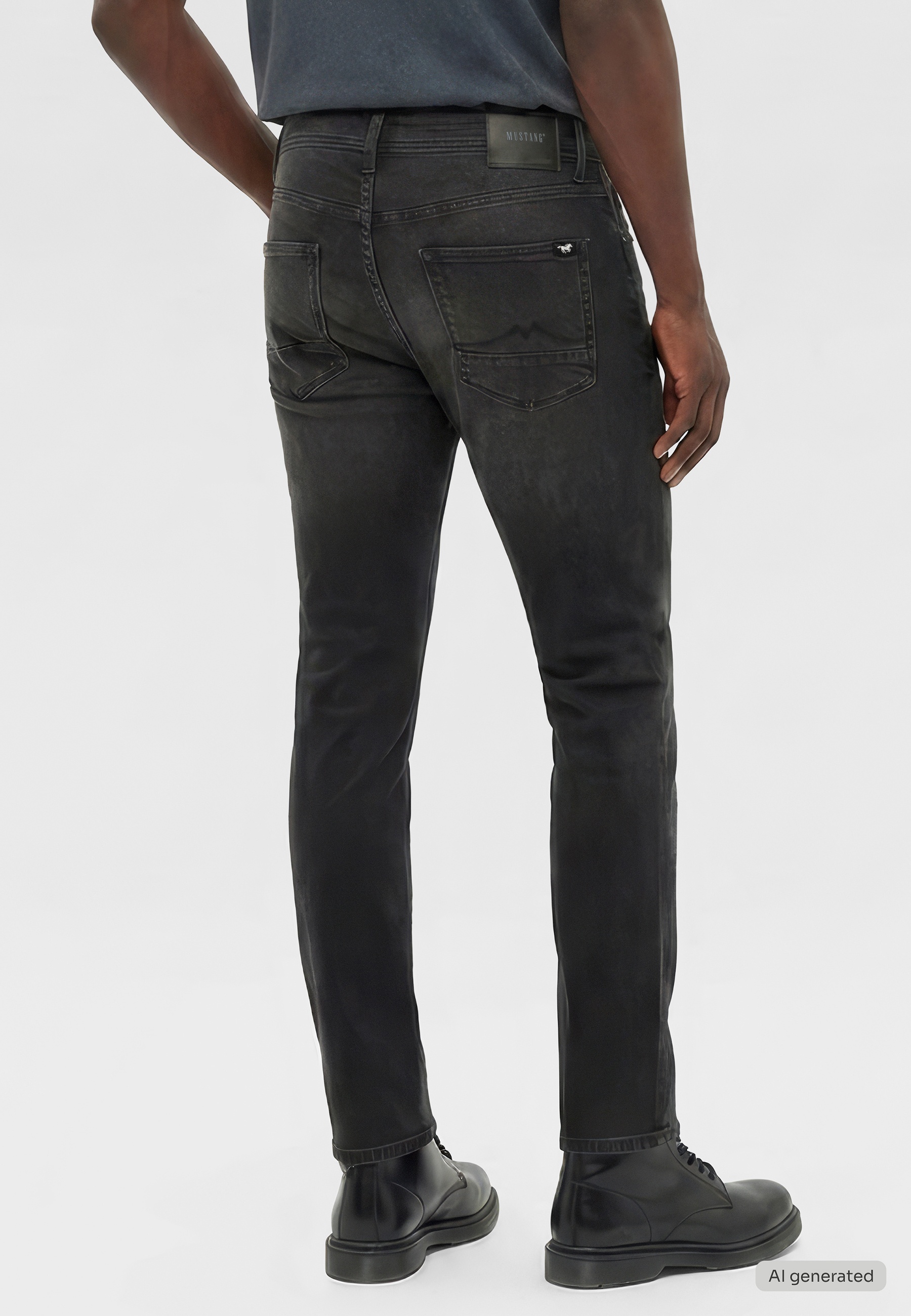 Herrenjeans, Schwarz, Denim, Gerades Bein, Five-Pocket
