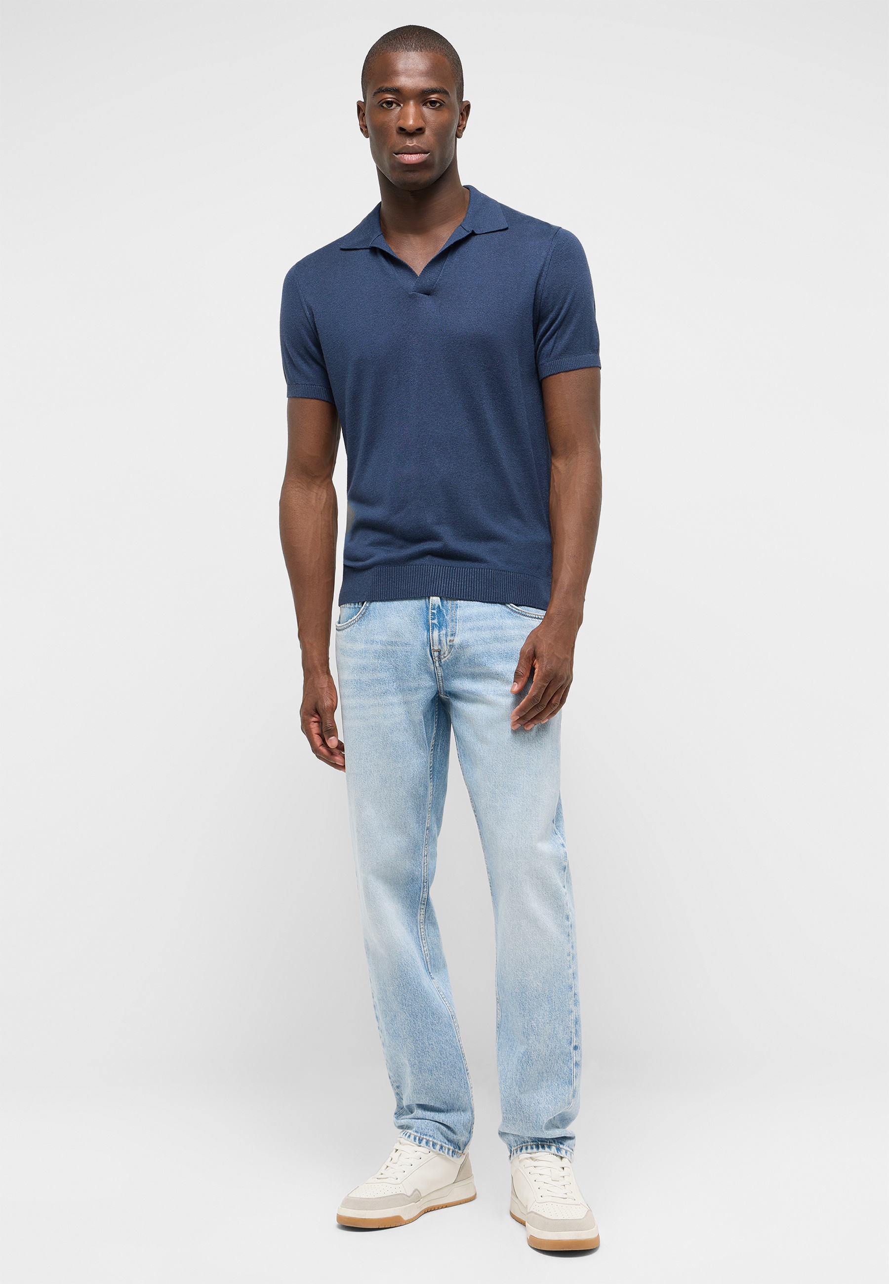 polohemd, kurzarm, marineblau, strickpolo, casual