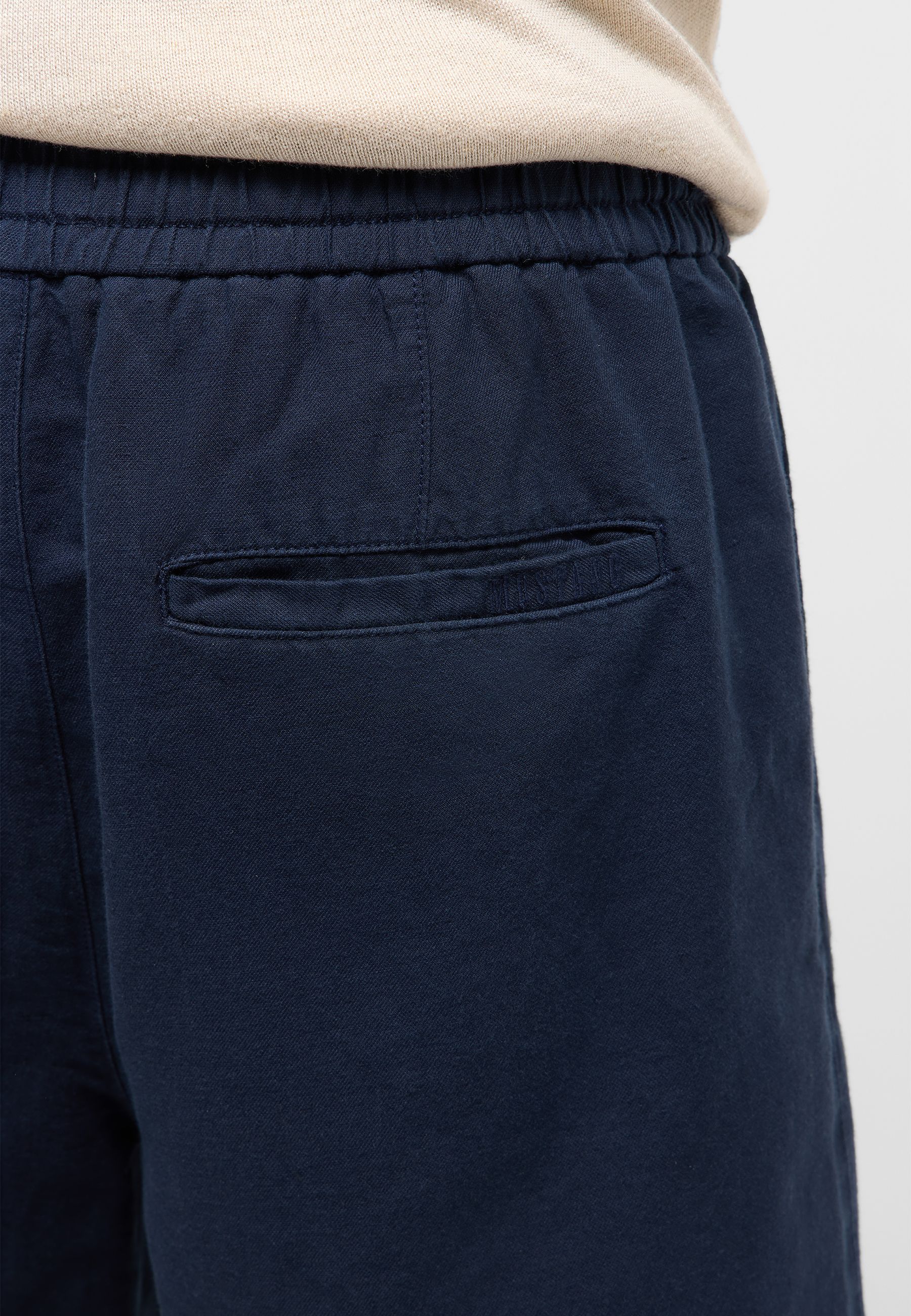Navy trousers, Back pocket, Elastischer Bund, Casual pants, Flachfront