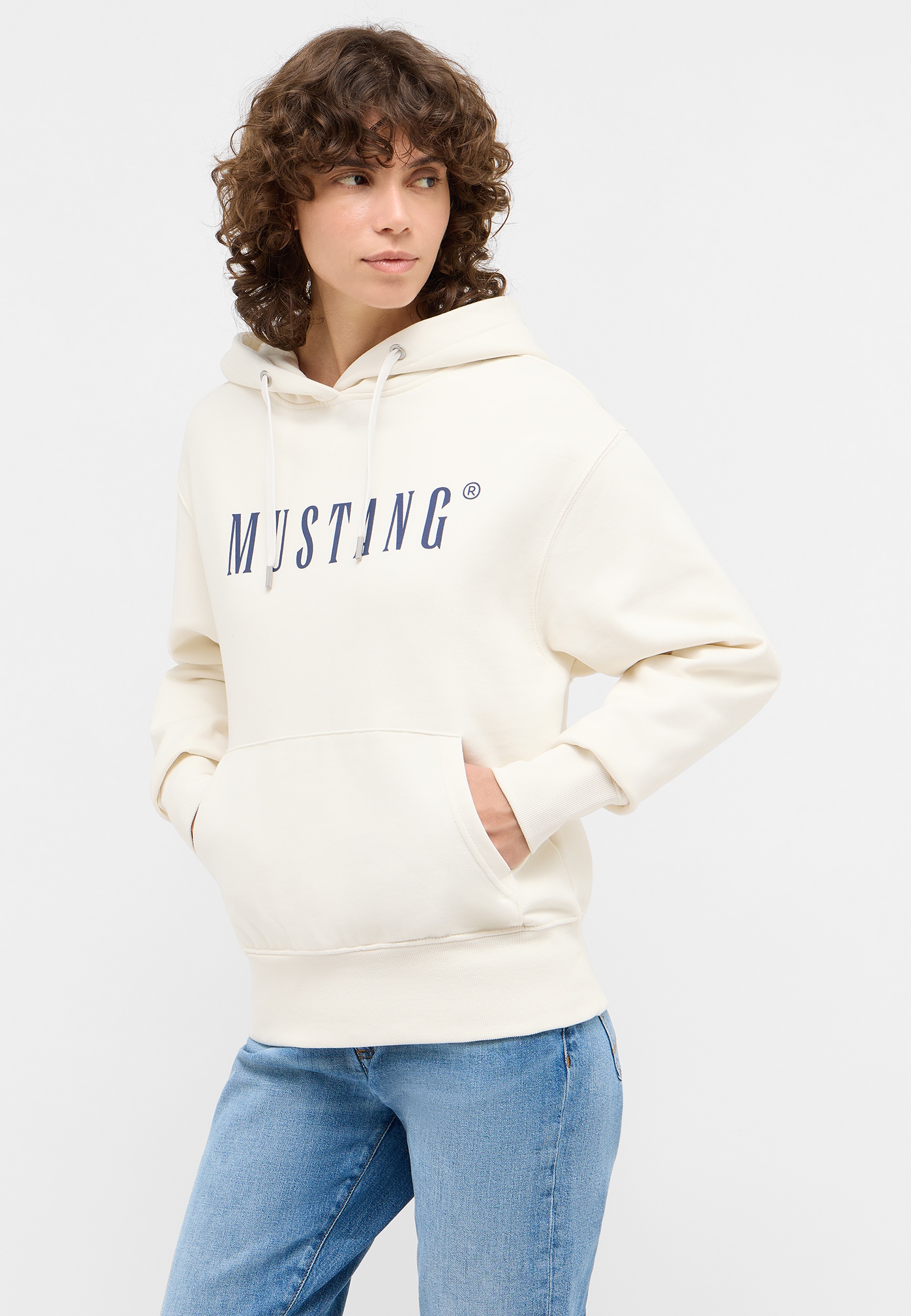 hoodie, creme, logo, pullover, tasche