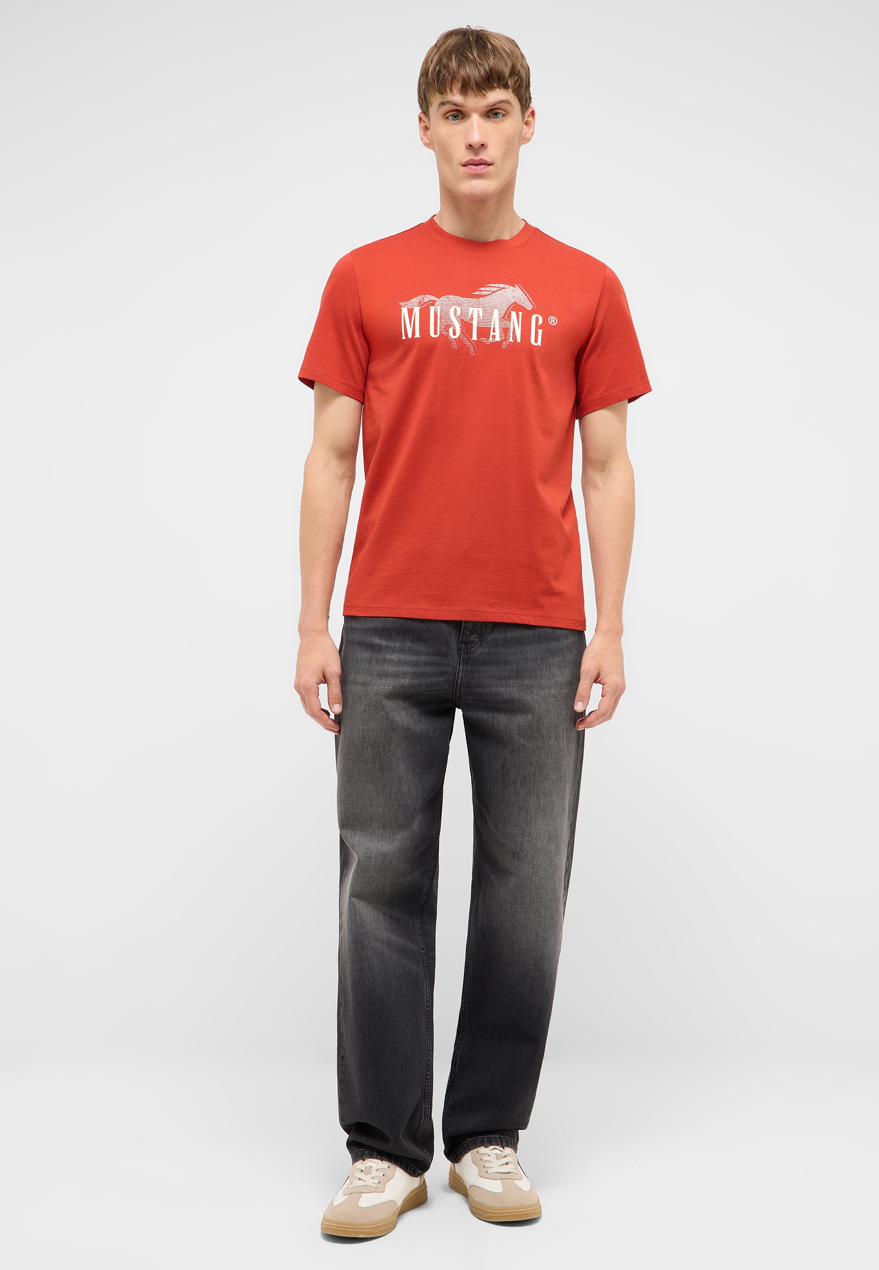 T-Shirt, Rot, Mustang-Logo, Rundhals, kurzarm