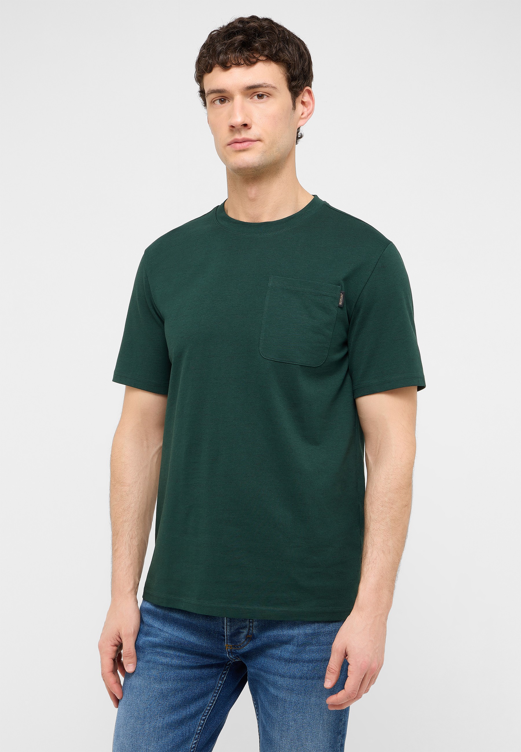 T-Shirt, Kurzarm, Brusttaschen-T-Shirt, Rundhals, uni