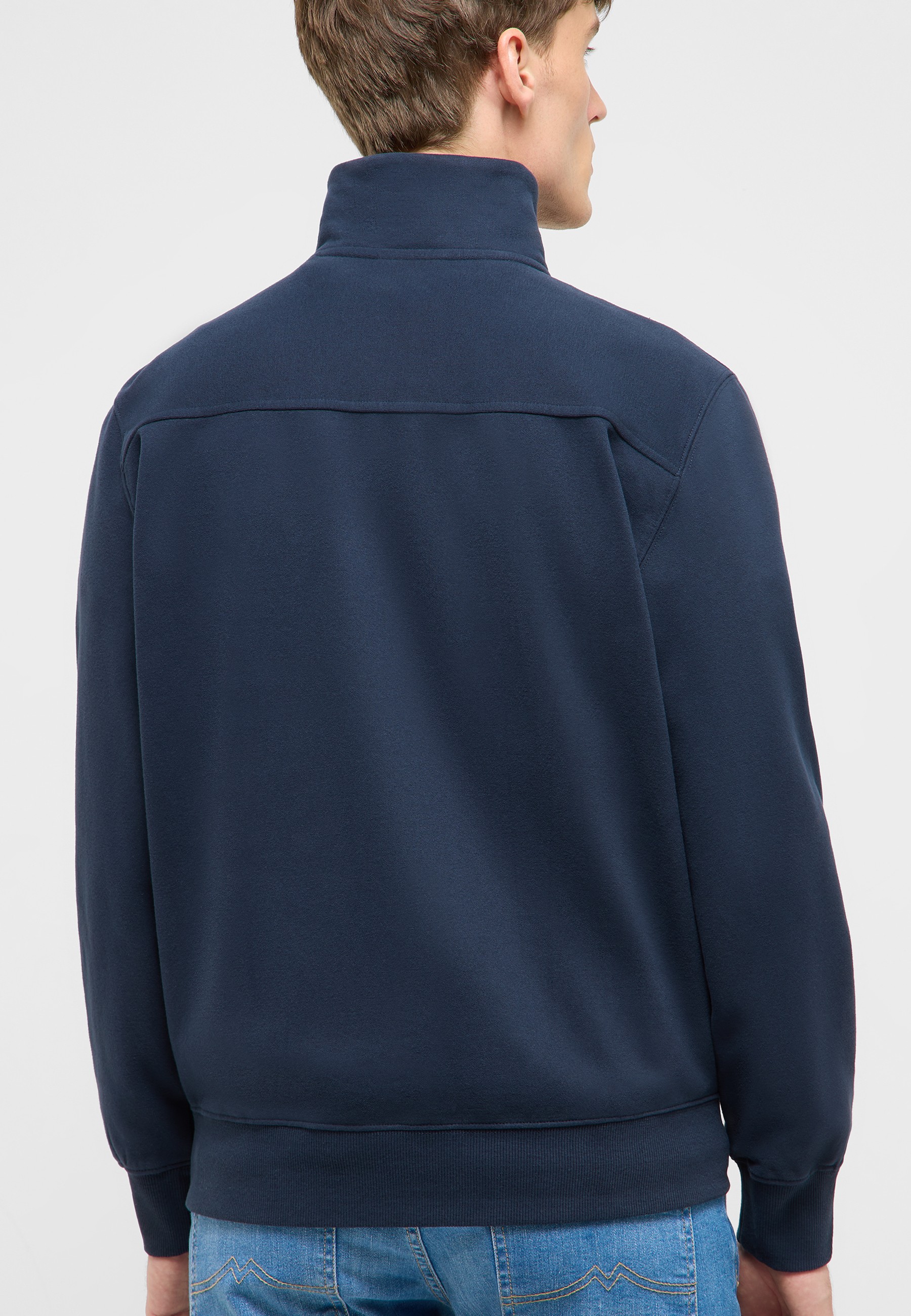 jacke, pullover, marineblau, fleece, rueckansicht