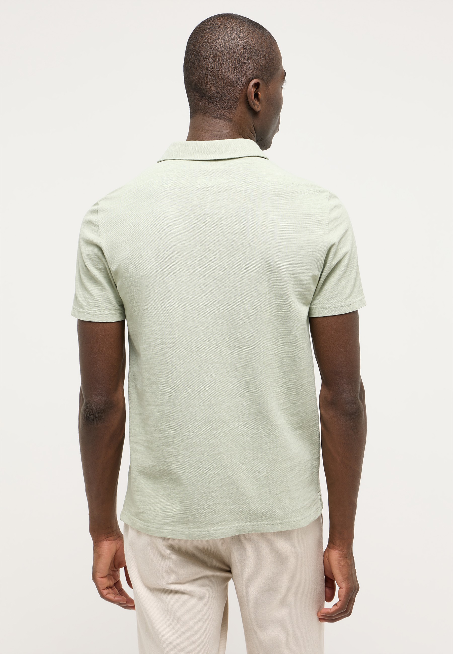 Polohemd, Kurzarm, Minzgrün, Baumwolle, Rückansicht
