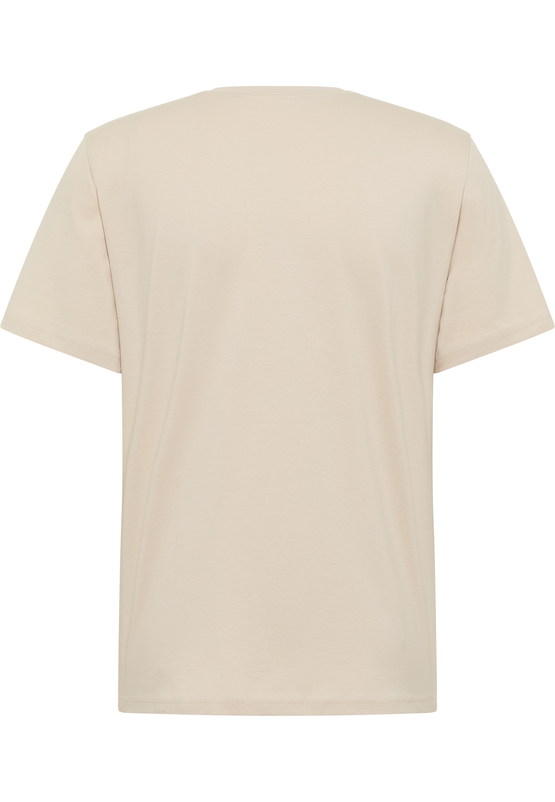 T-Shirt, Beige, Kurzarm, Rundhals, Baumwolle