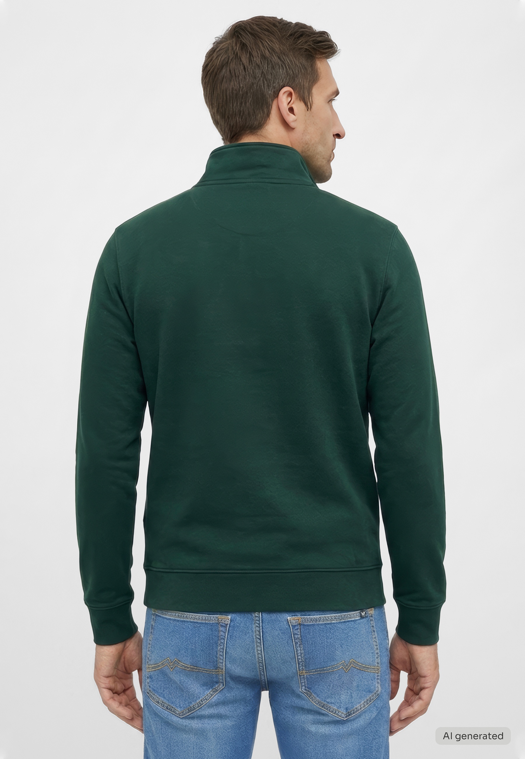 Herrenjacke, Waldgrün, Langarm, Kragen, Jeans