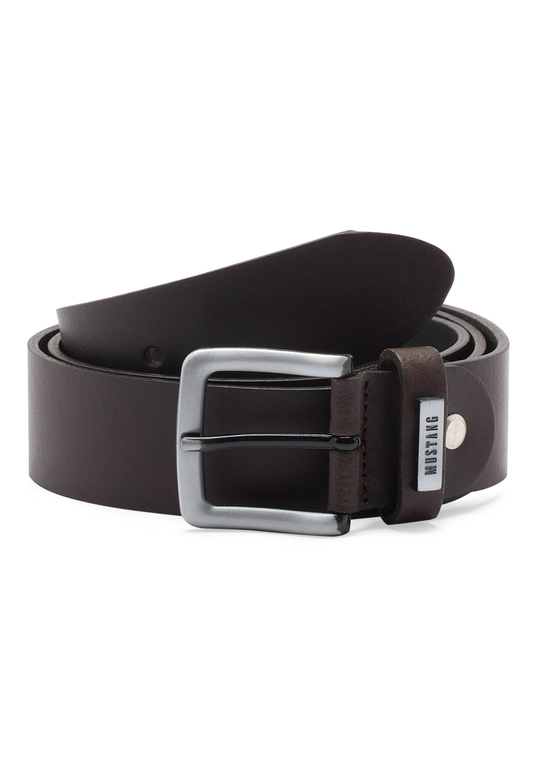 Mustang Herren Gürtel 35 mm aus Glattleder, dunkelbraun