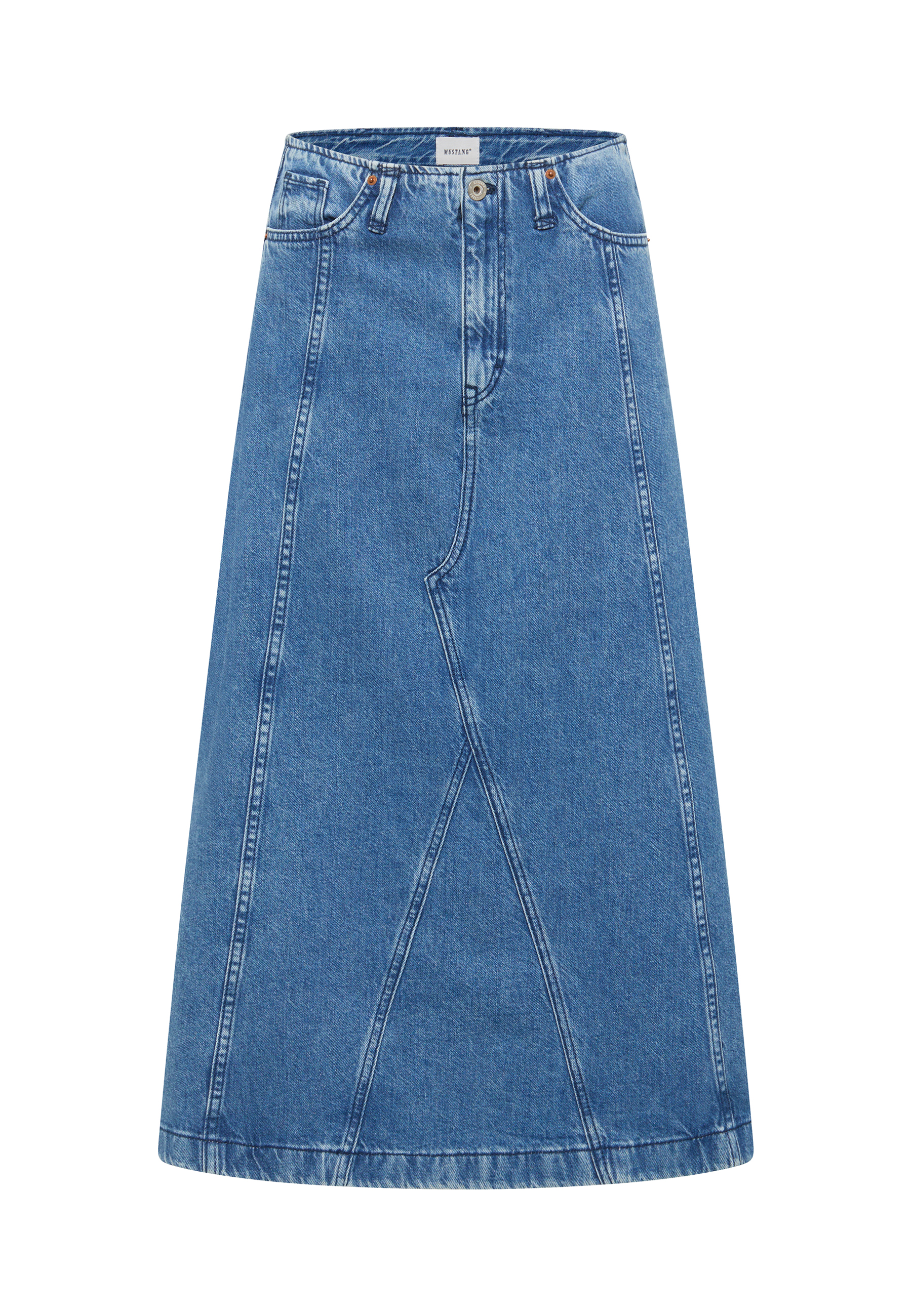 Mustang Damen Jeans-Maxirock Style Carrol Denim Skirt, mittelblau