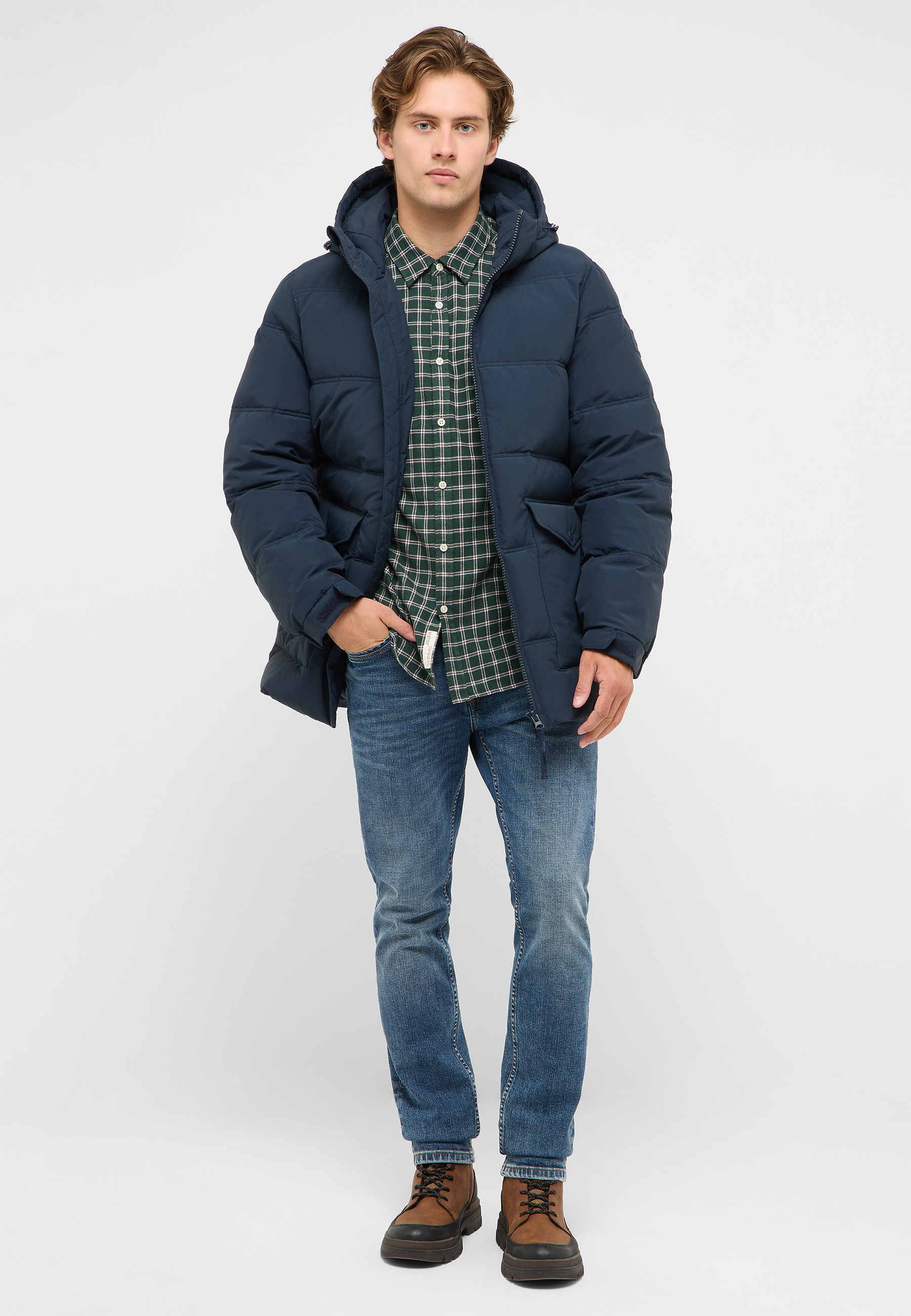 Pufferjacke, marineblau, mit Kapuze, gesteppt, Oberbekleidung