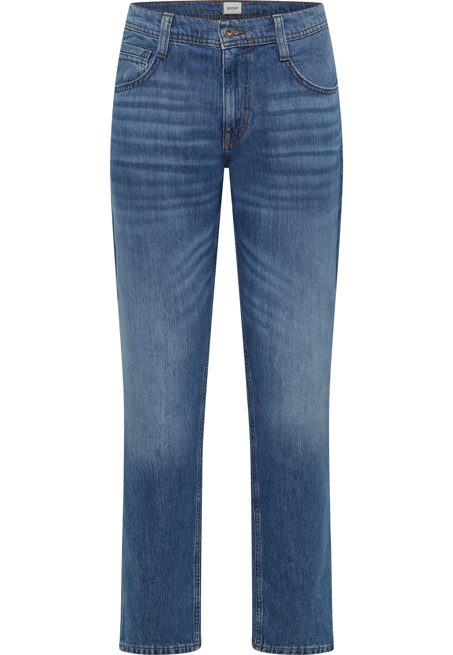 Mustang Herren Jeans Style Denver Straight Linen, blau mittel