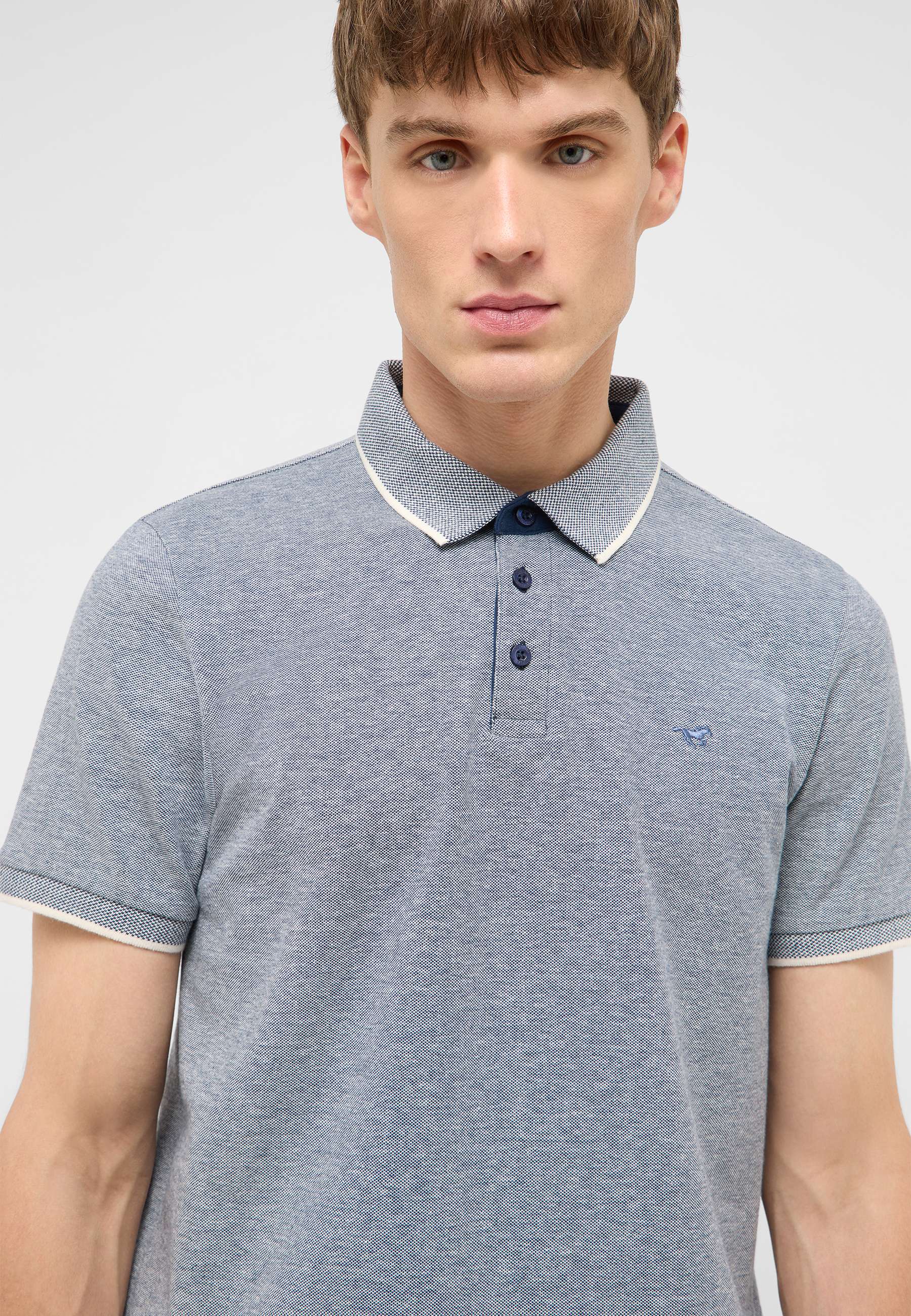 polo, polohemd, kurzarm, grau, kariert