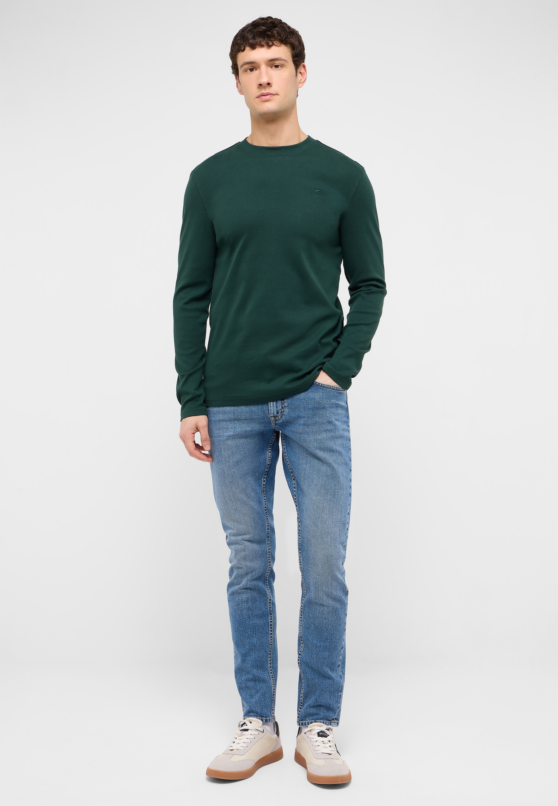 Hemd, Pullover, Langarm, Grün, Jeans