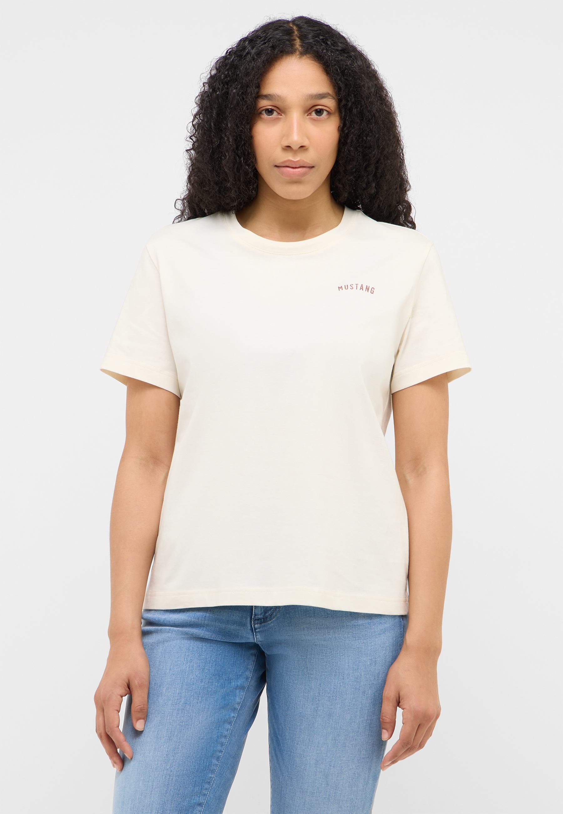 Tee, T-Shirt, Beige, Kurzarm, Logo-Text
