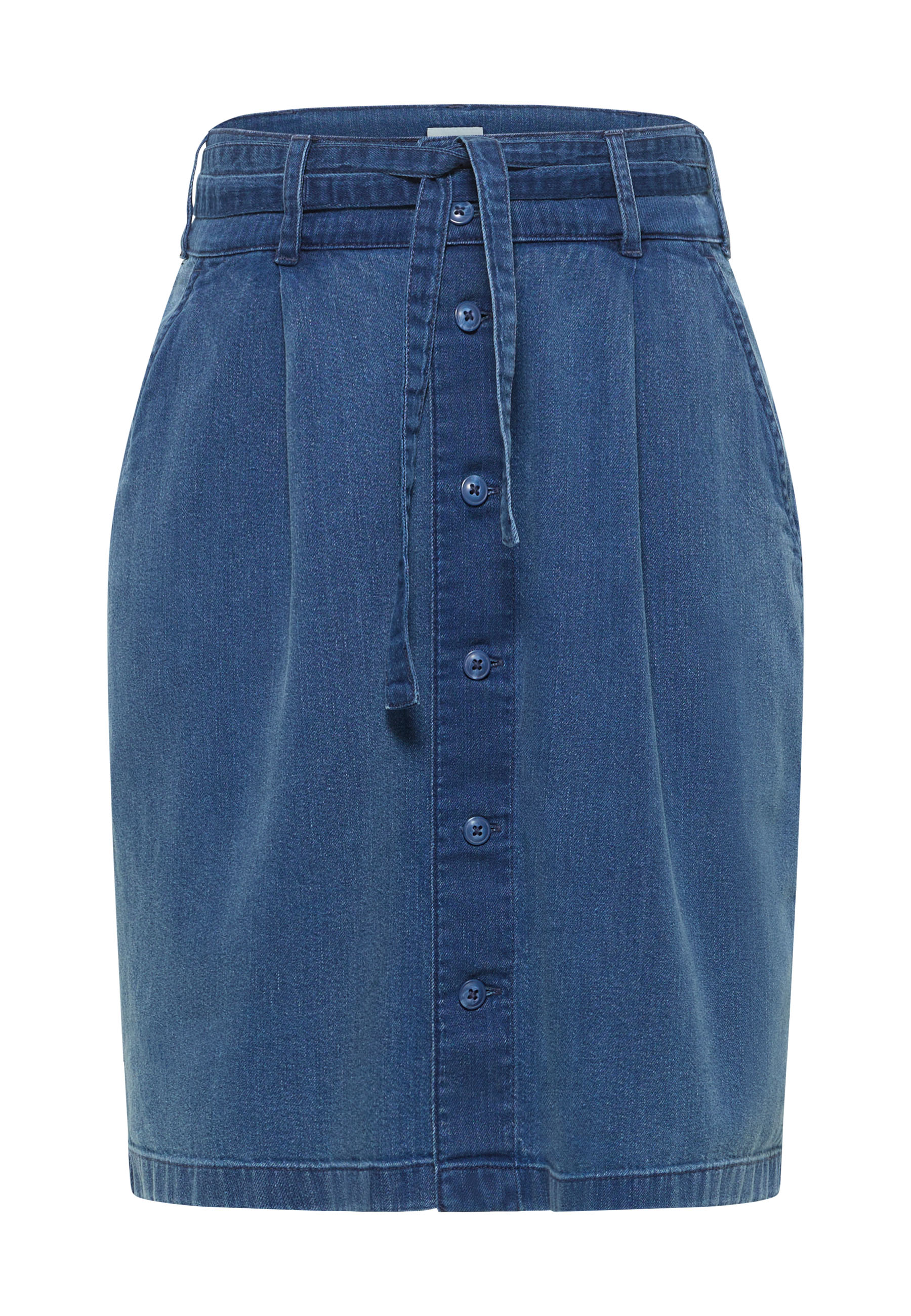 Jeansrock, Denimrock, Knopf-Vorderseite, Gürtelschlaufen, Belted?