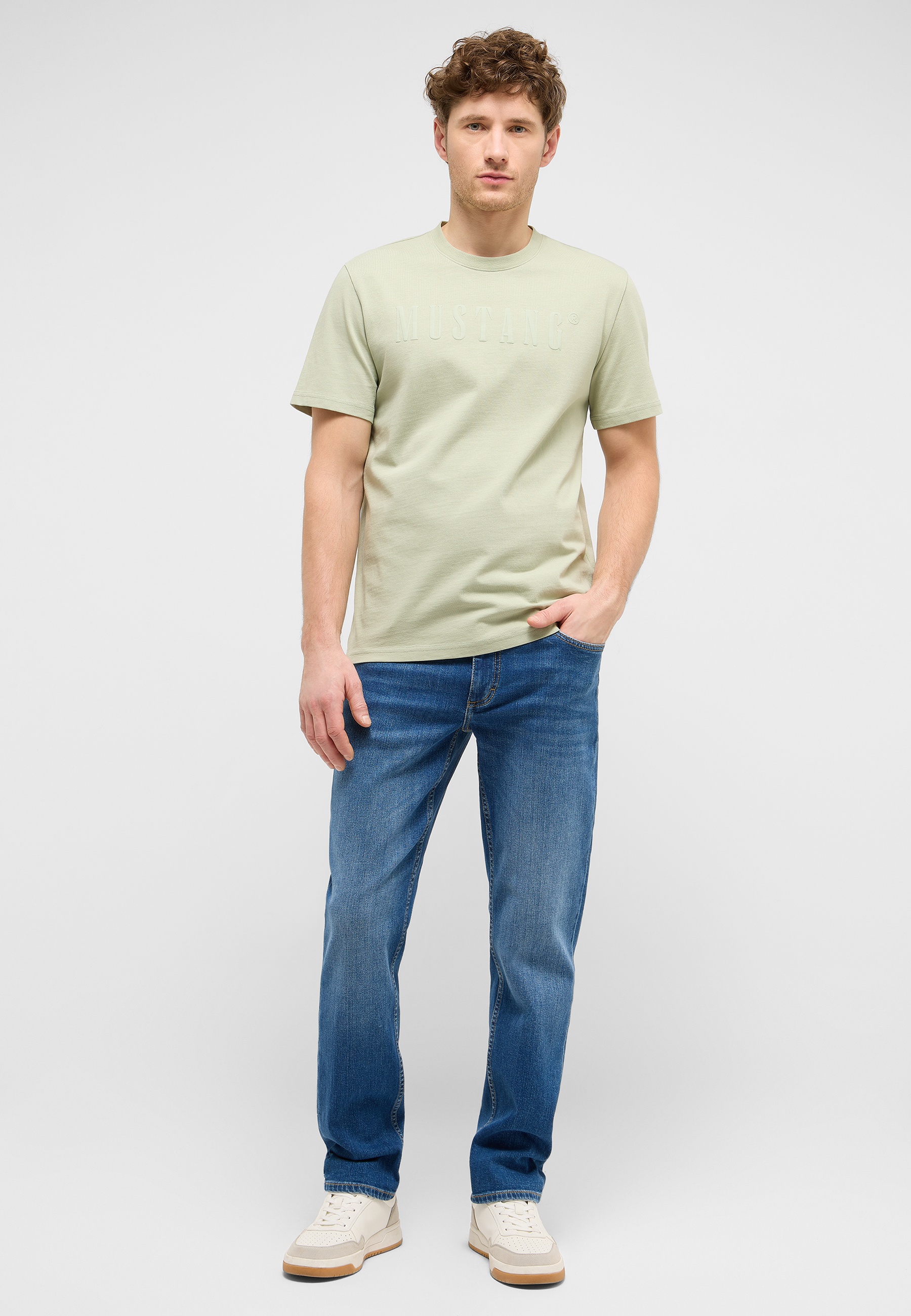 T-Shirt, Kurzarm, Beige, Rundhals, Logo