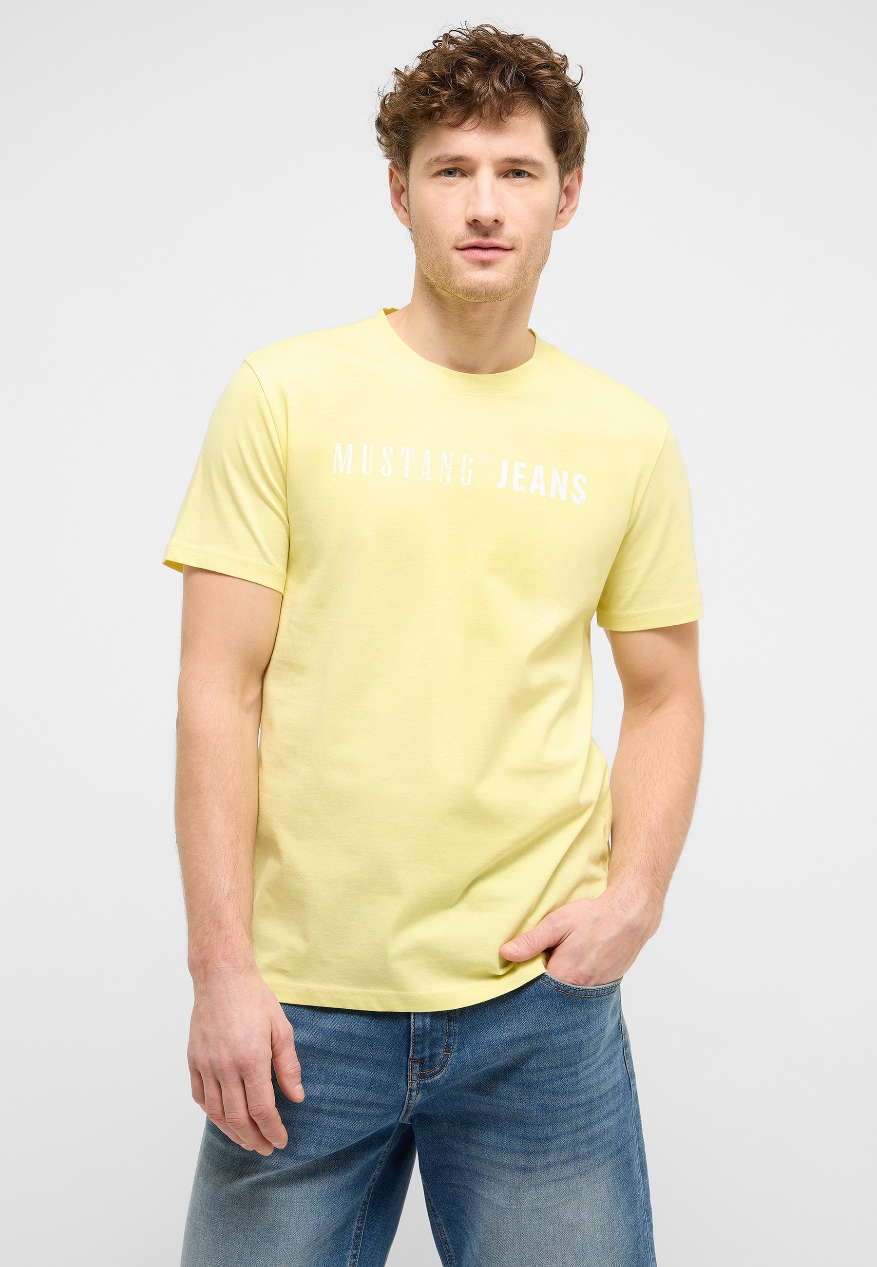 T-Shirt, Kurzarm, Gelb, MUSTANG JEANS, Print