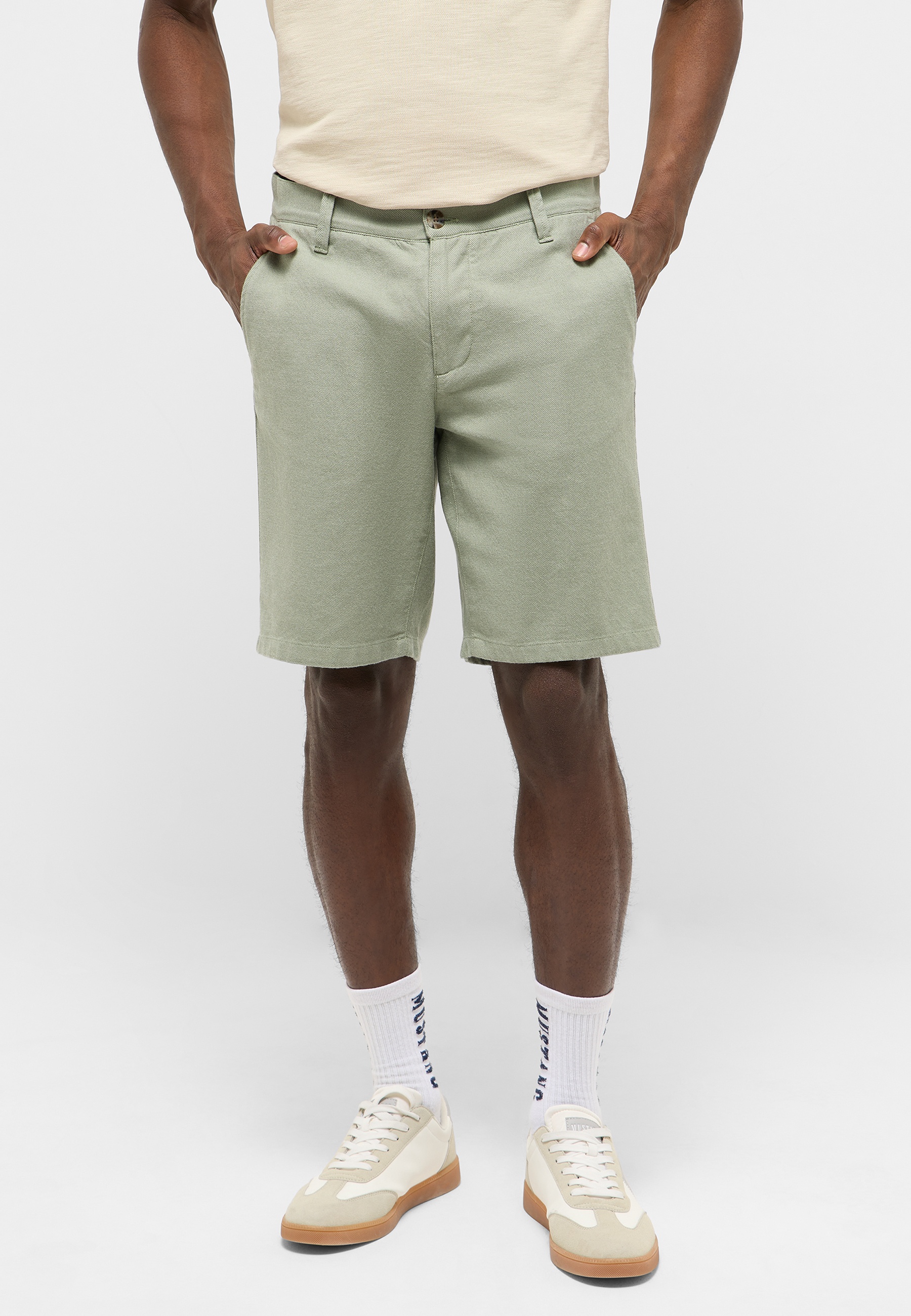 Shorts, Chino, Kelpgrün, Knie-Länge, Sportlich