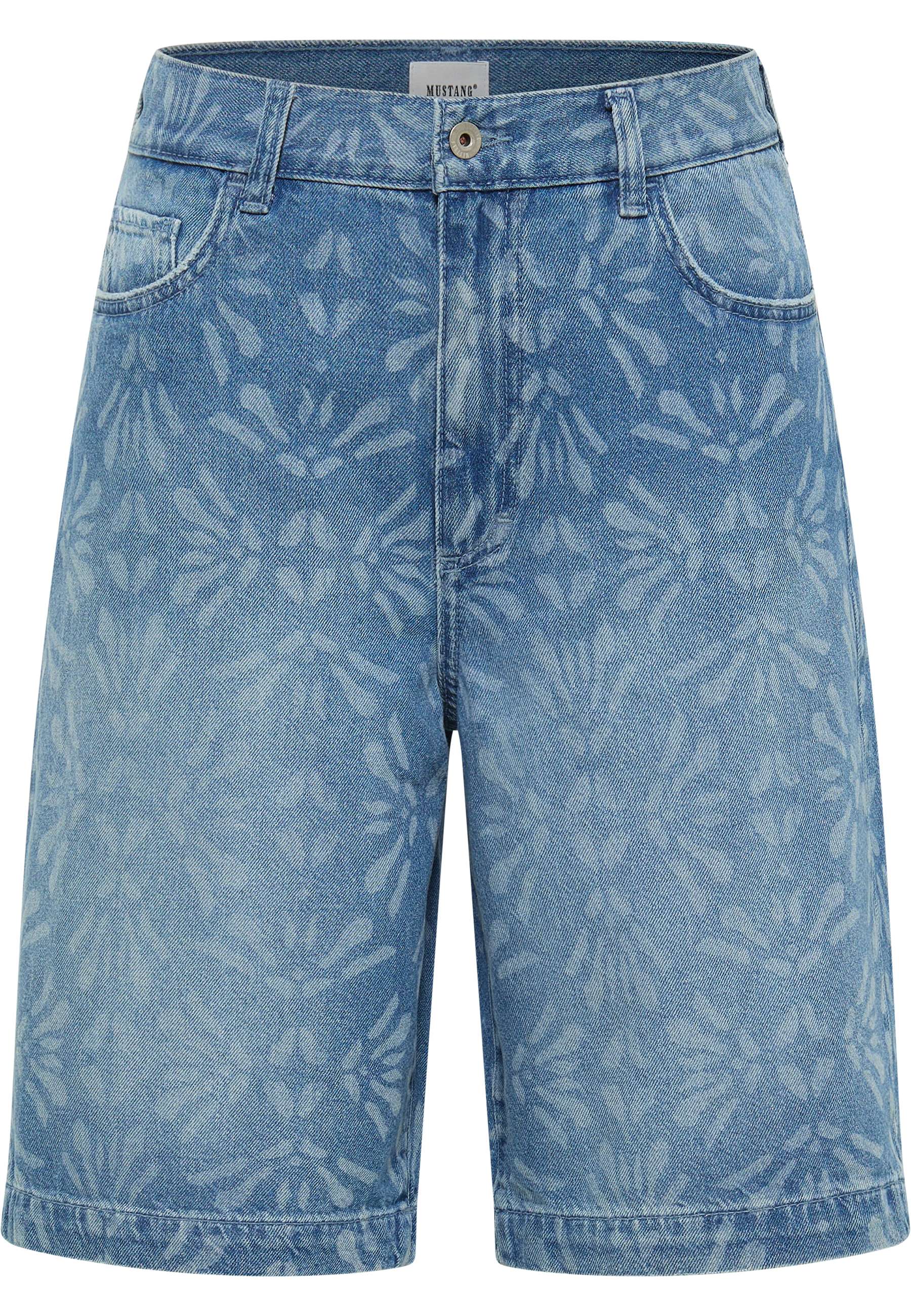 Jeans, Shorts, Denim, Blumenmuster, Knie-Länge