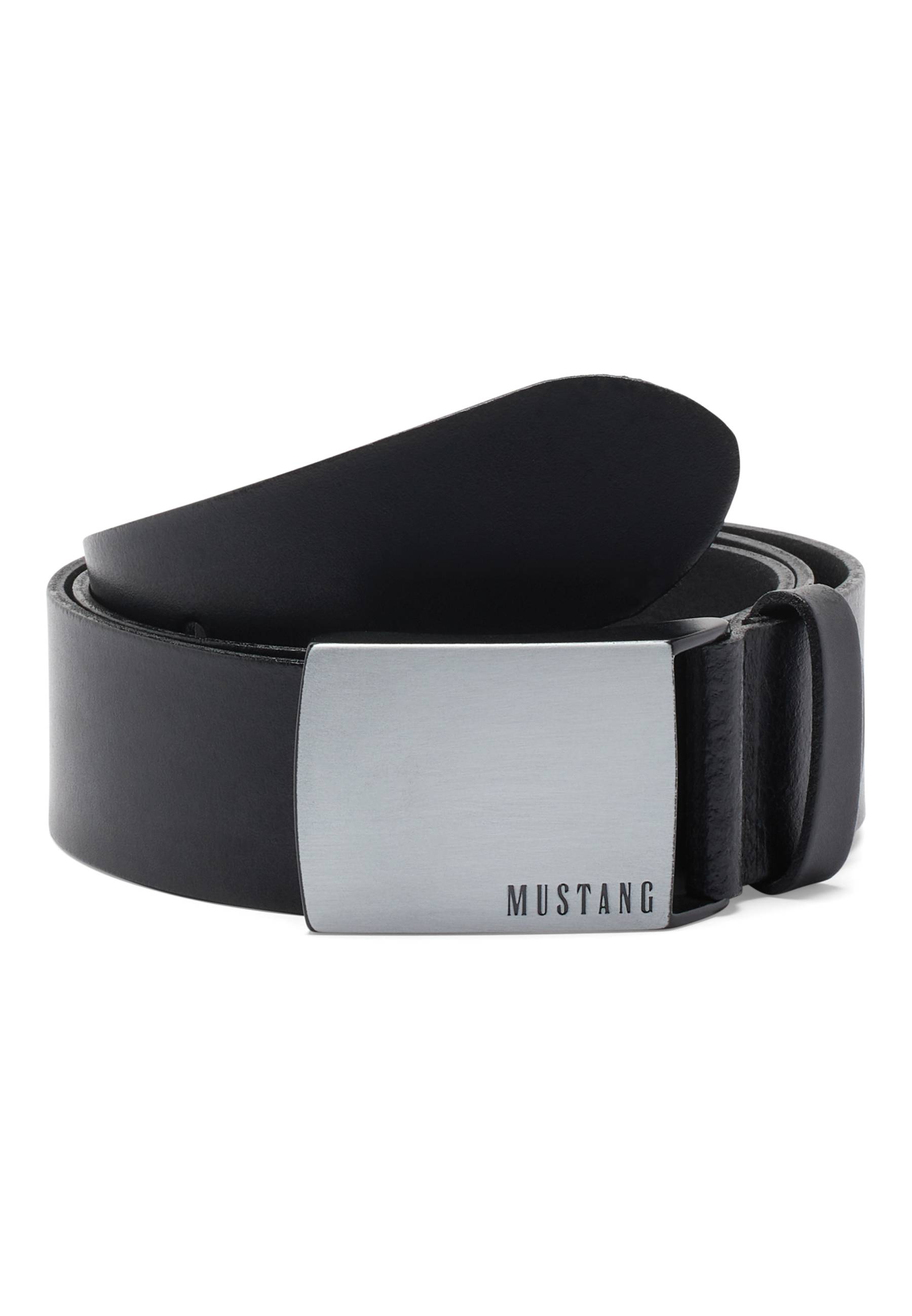 Mustang Herren Gürtel 40 mm aus Leder, schwarz