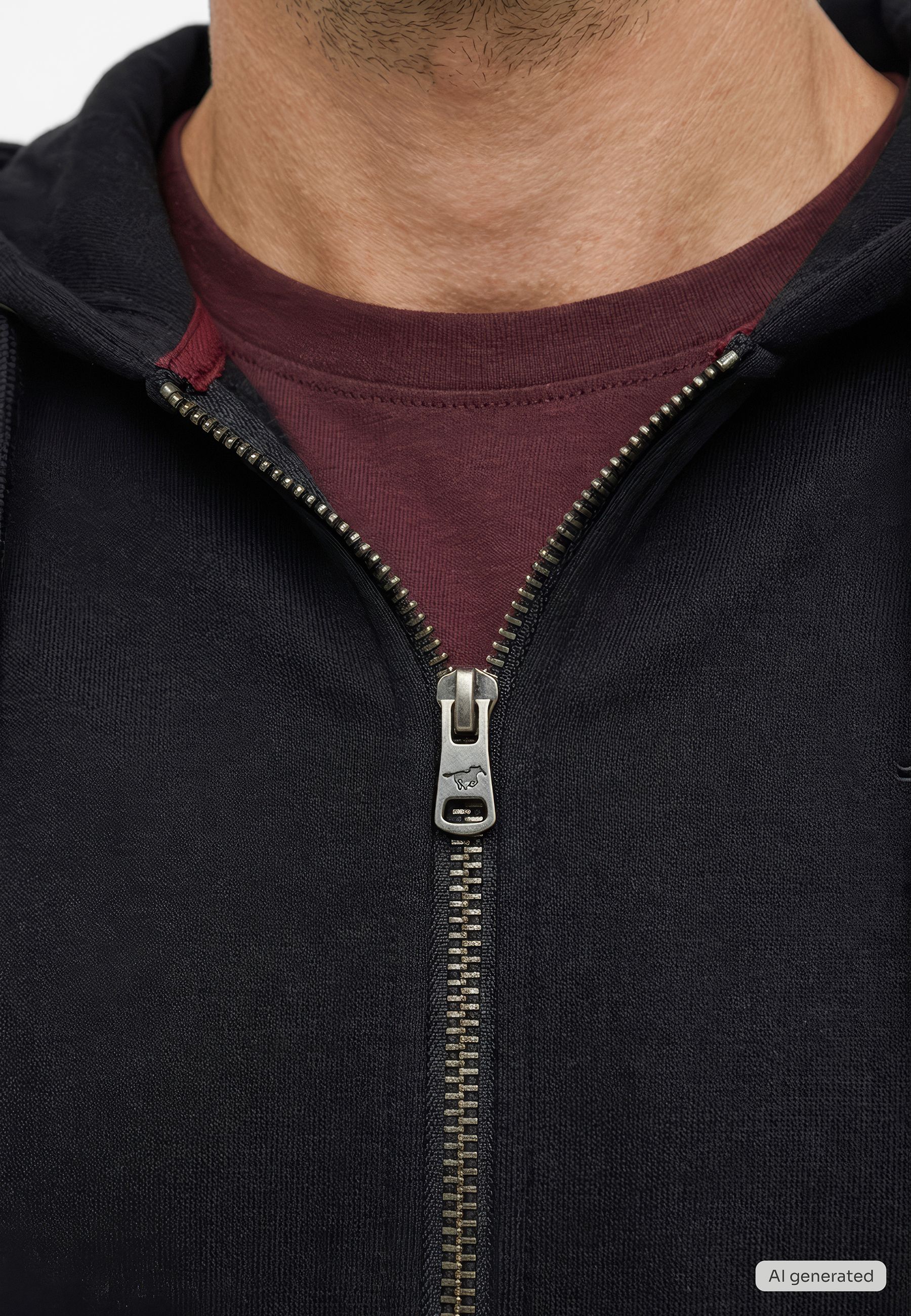 Reißverschluss, Kapuzenpullover, Reißverschluss, Halsausschnitt, schwarze Stoffe