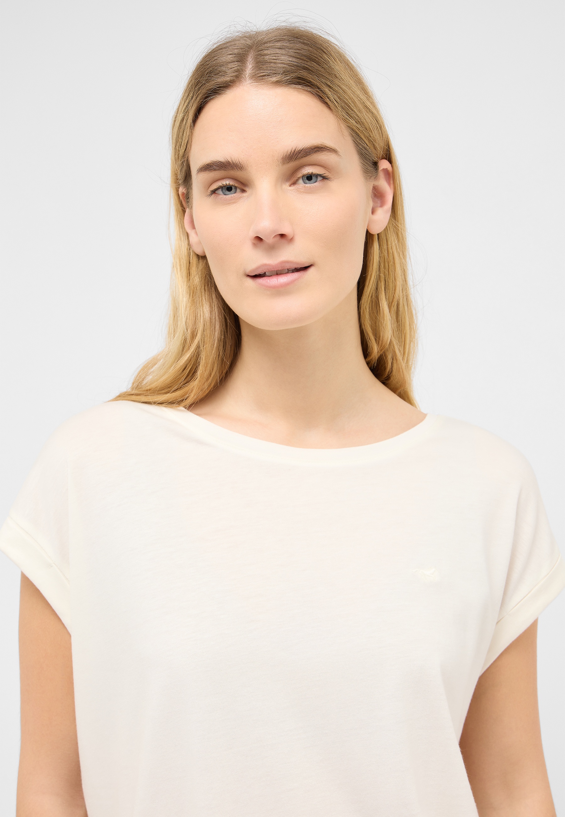 Crew neck, Short sleeve, White, Cotton, Plain