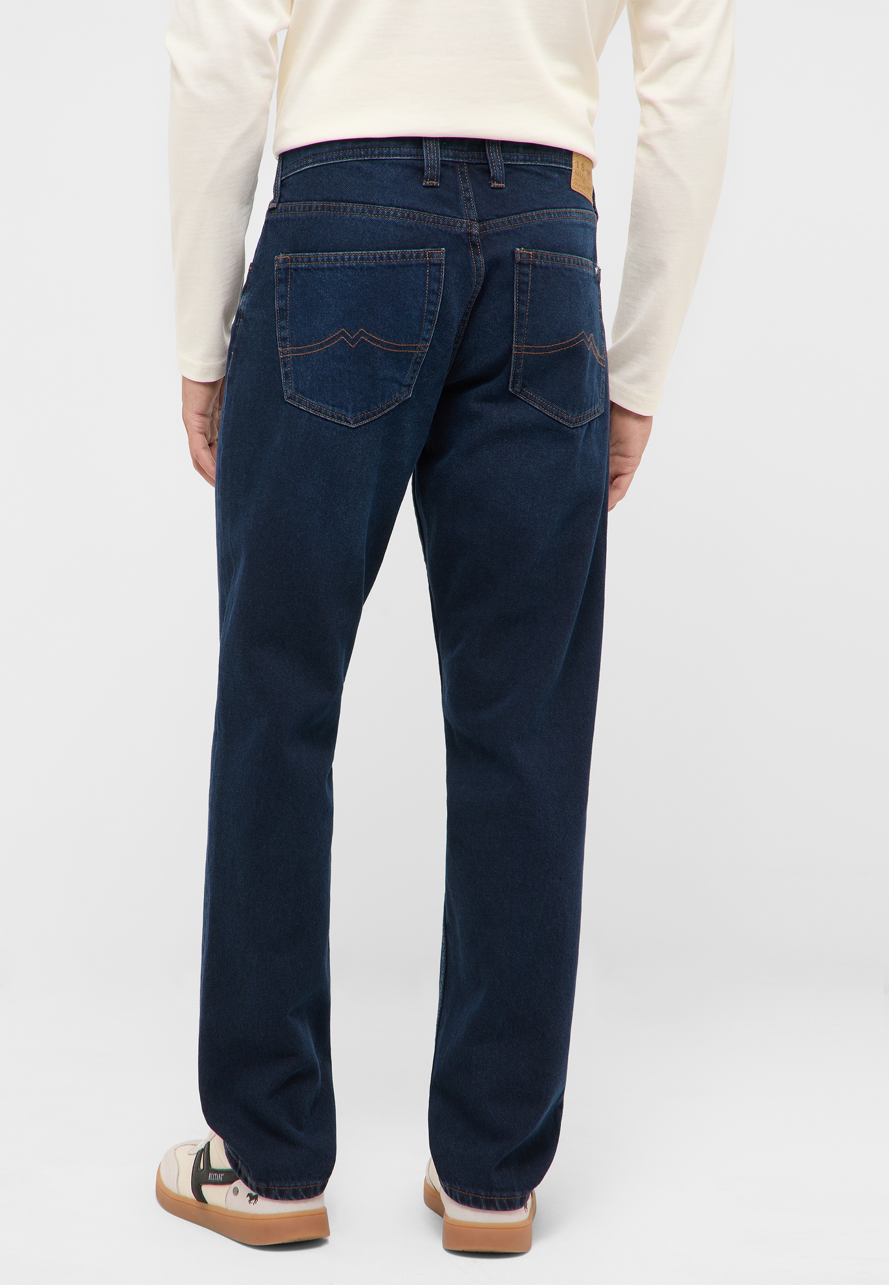 Jeans, Rückansicht, Dunkelblau, Denim, Zwei Taschen