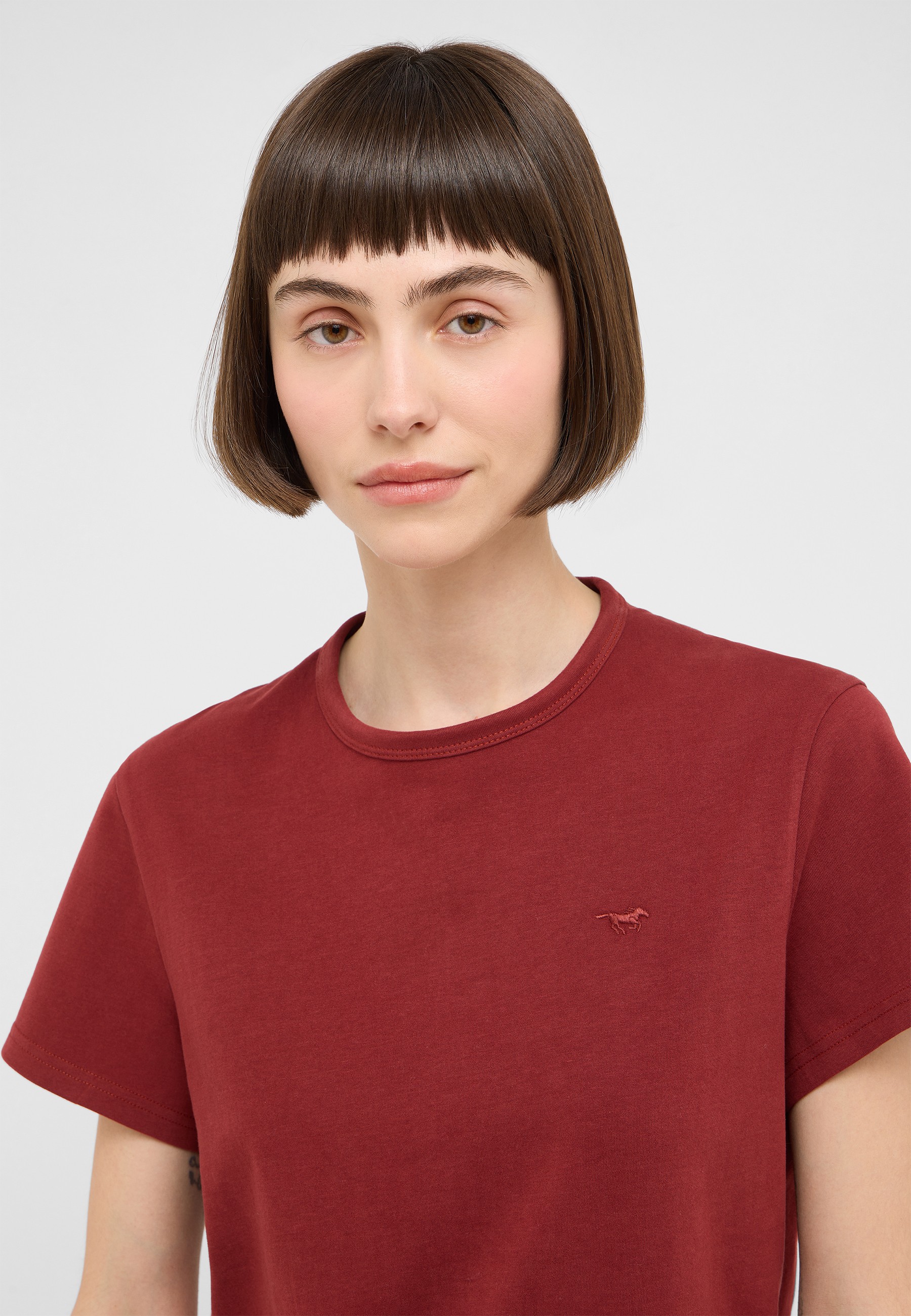T-Shirt, Kurzarm, Rote Farbe, Baumwolle, Logo-Emblem
