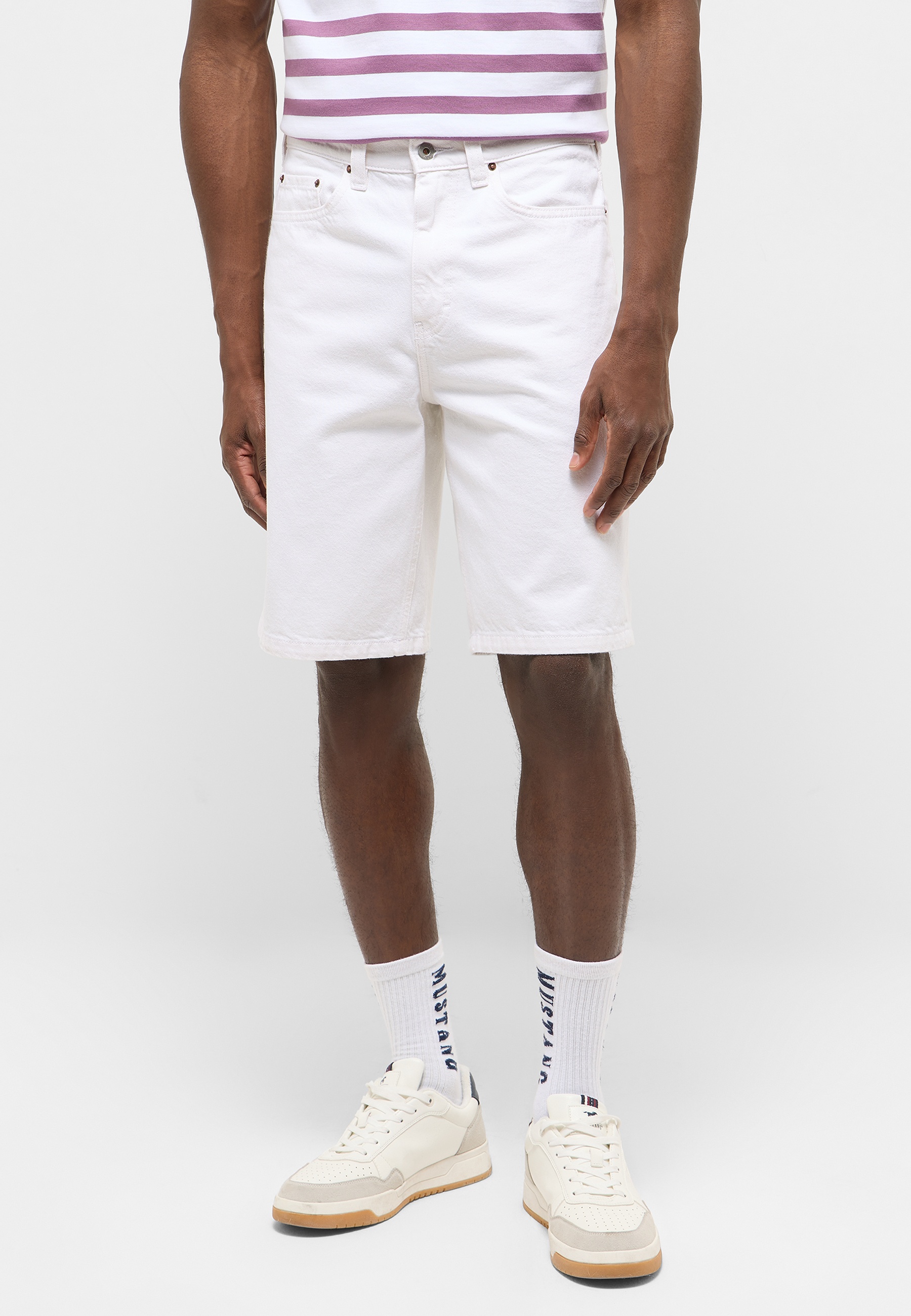 Shorts, Weiß, Baumwolle, Knie-Länge, Casual