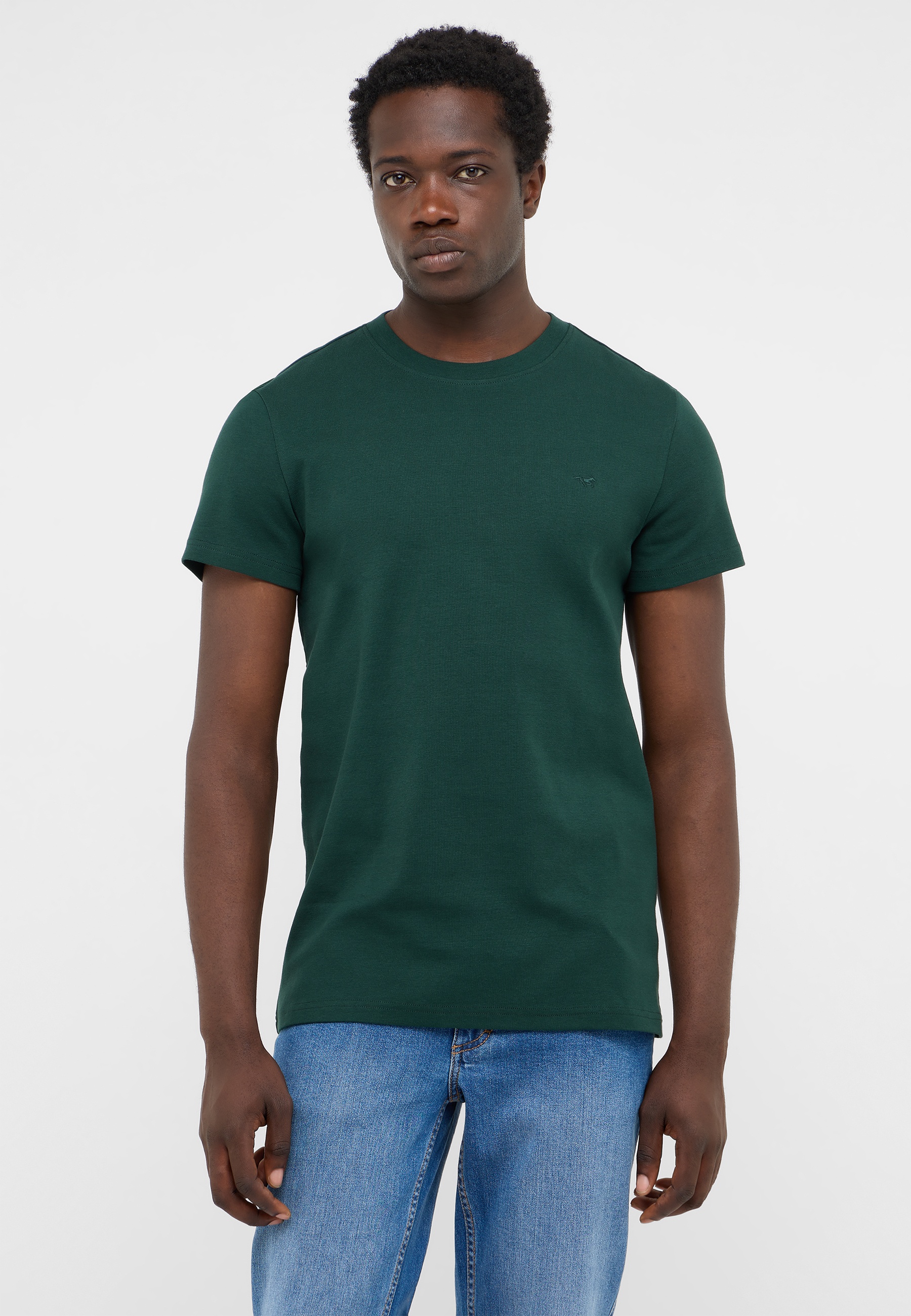 T-Shirt, Kurzarml, Uni, Baumwolle, Grün
