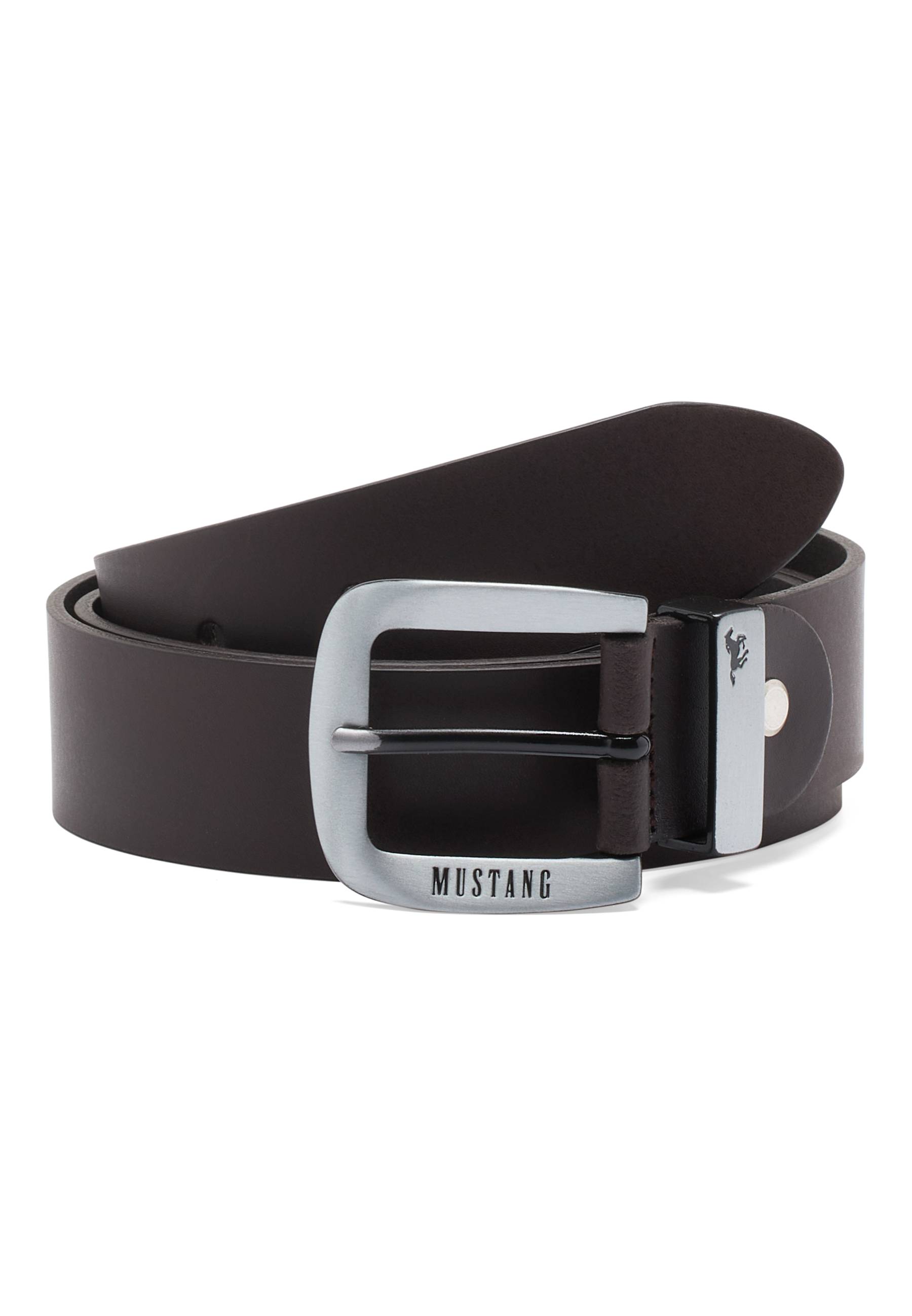 Mustang Herren Gürtel 35 mm aus Leder, dunkelbraun