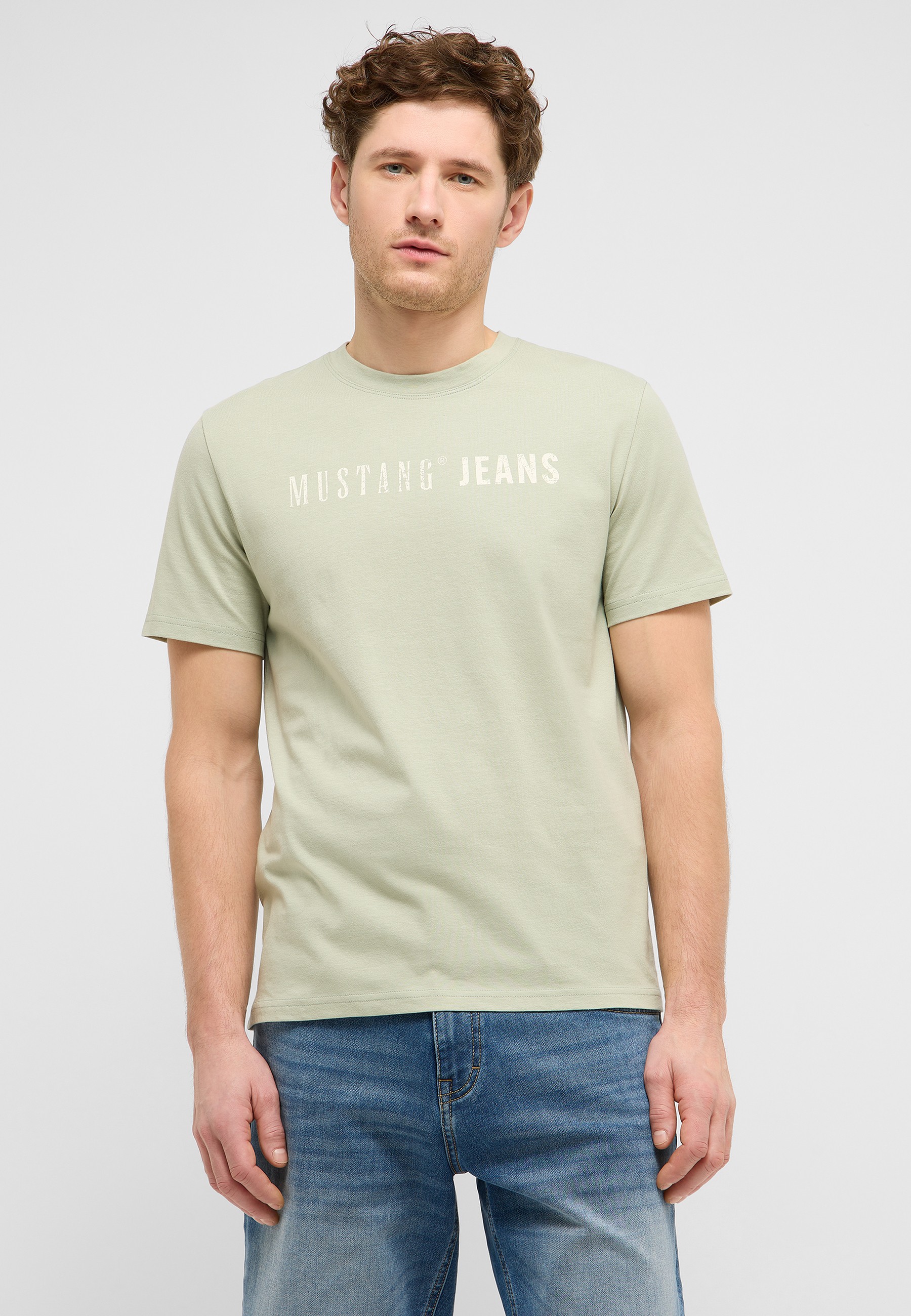 t-shirt, kurzarm, grafik-tshirt, rundhals, mustang-jeans