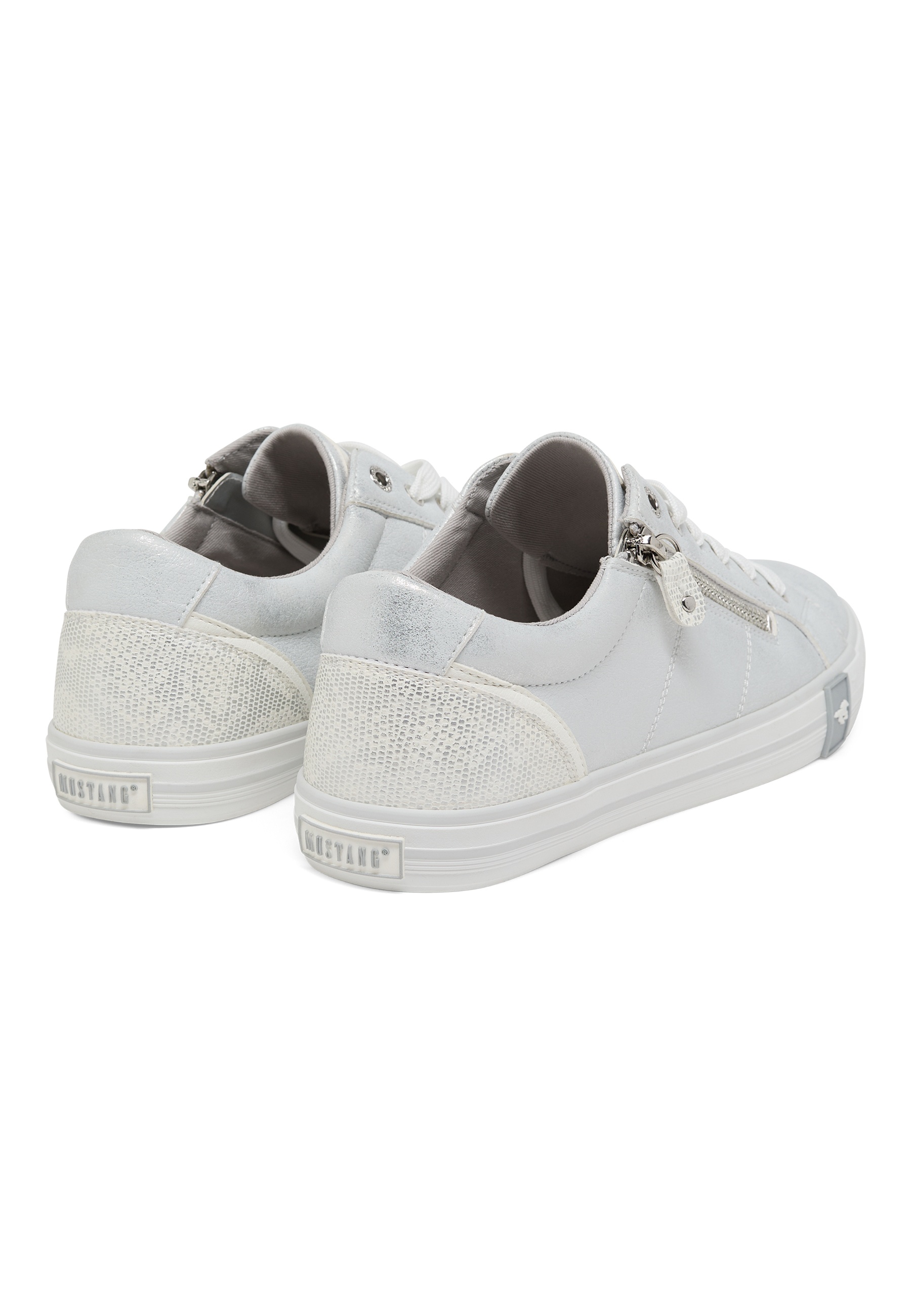 Sneaker, White, Low-cut, Mesh Heel, Reißverschlussdetail