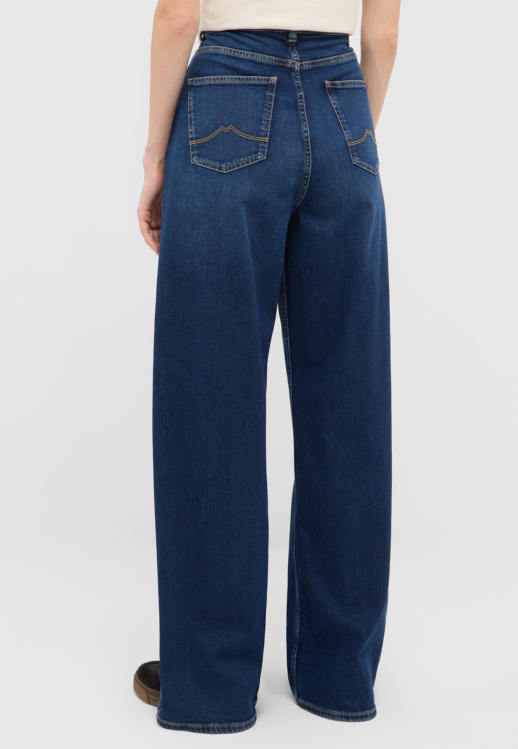 Jeans, Weite, Hoher Bund, Rückseite Taschen, Denim
