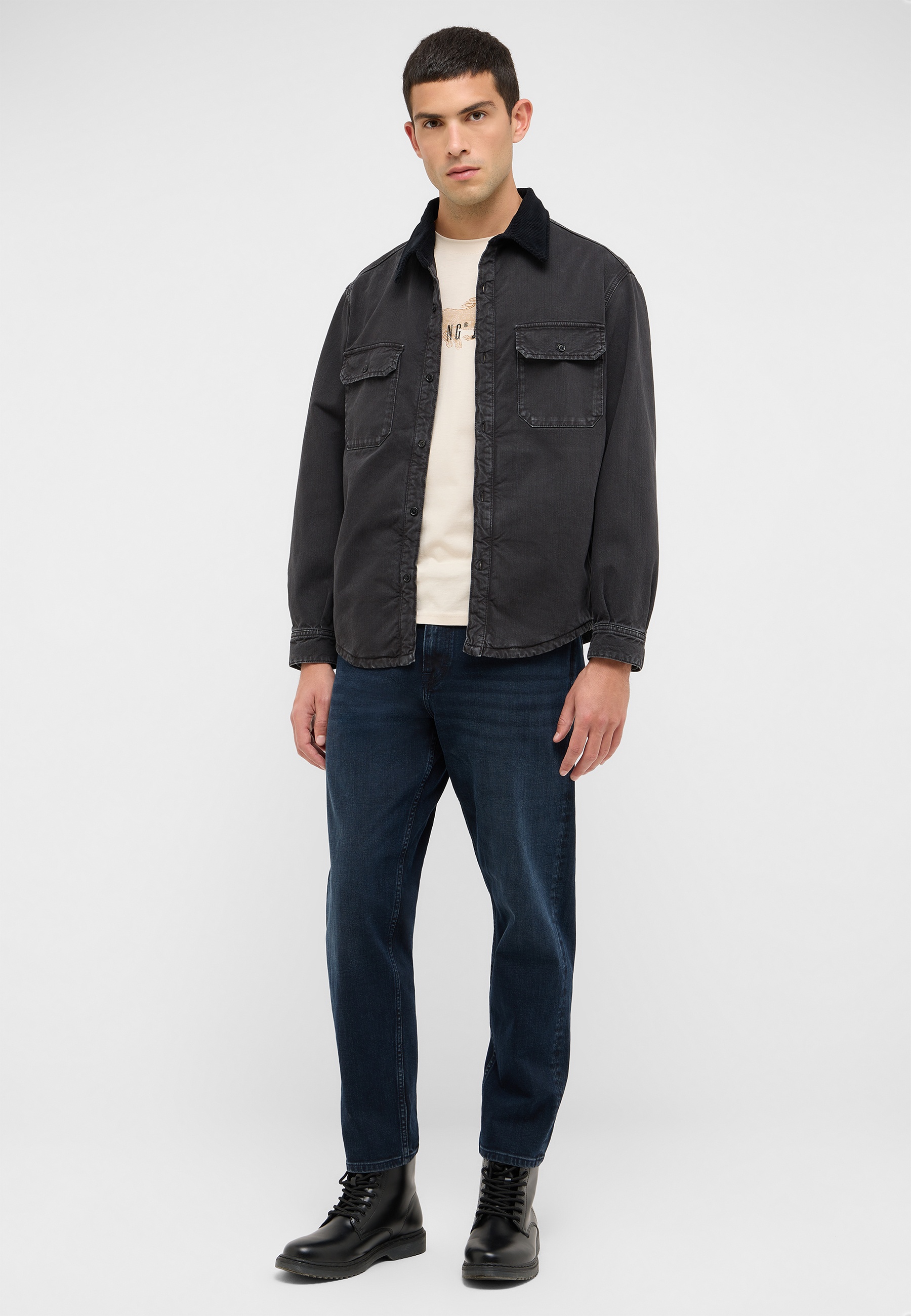 Jeansjacke, Dunkle Wäsche, Cordjacke, Two-Tone, Knopfverschluss