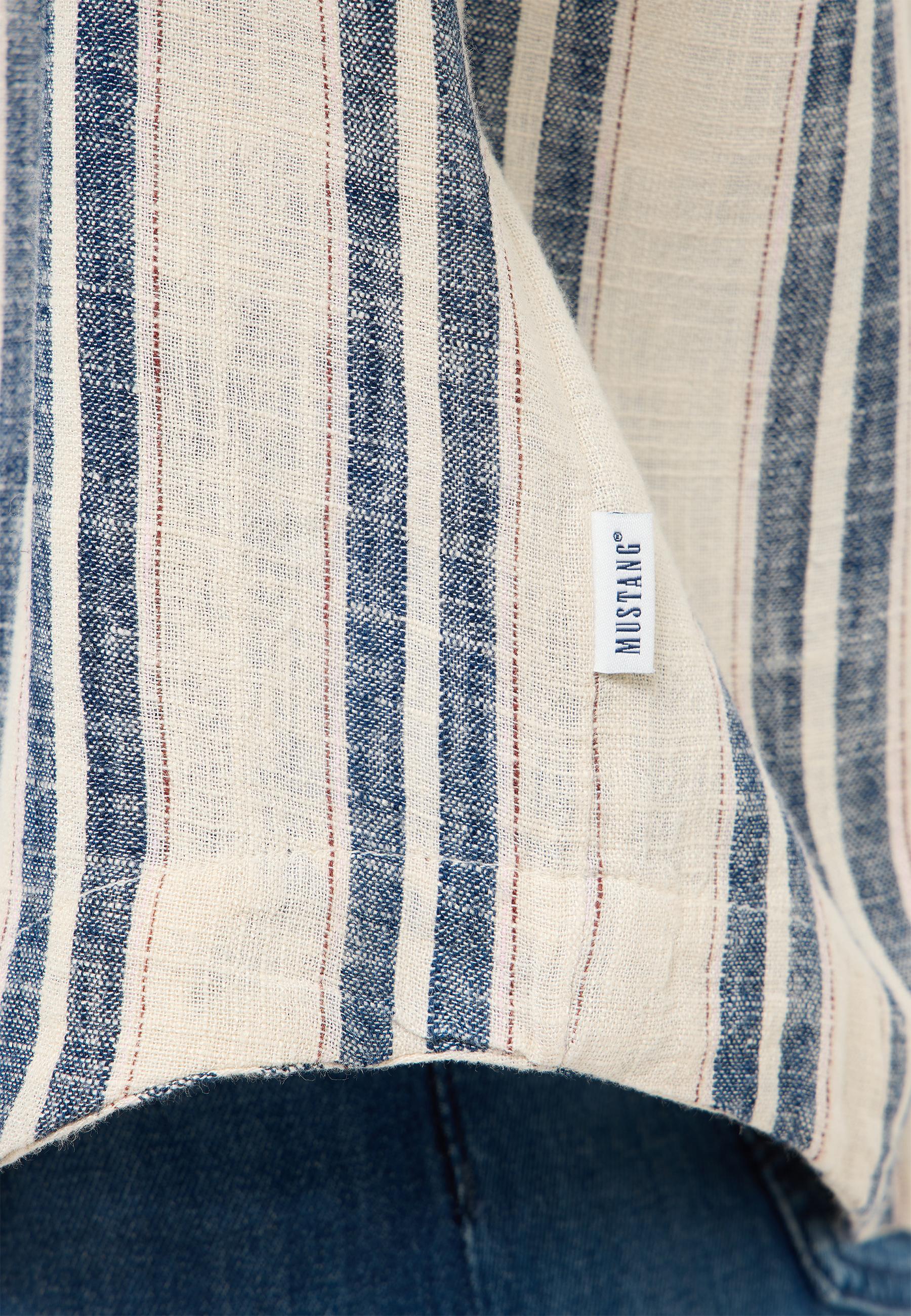 Streifen, Leinen, Shirt, Kragen, Label Mustang