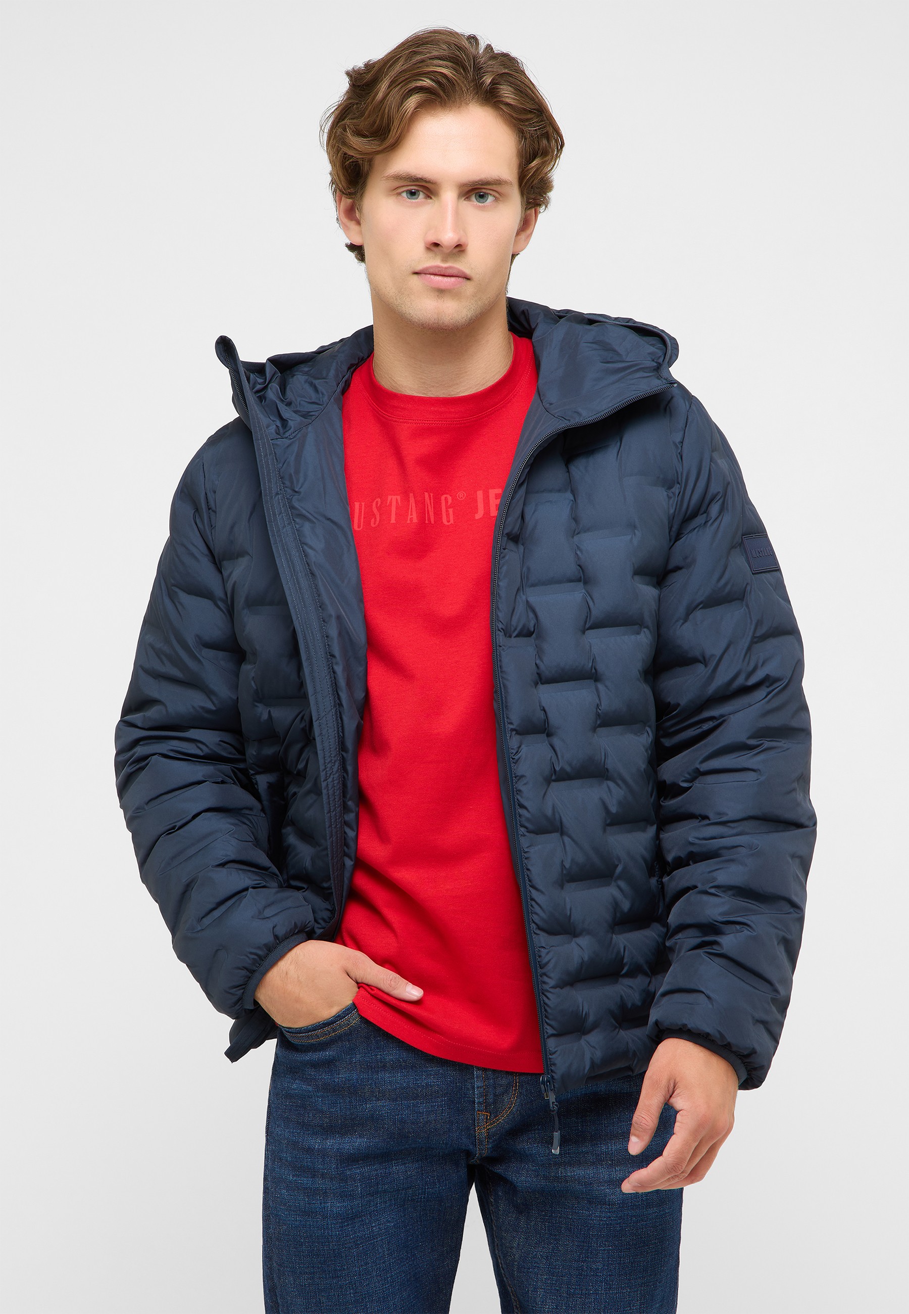Pufferjacke, Daunenjacke, Herrenjacke, Navy, Reißverschluss