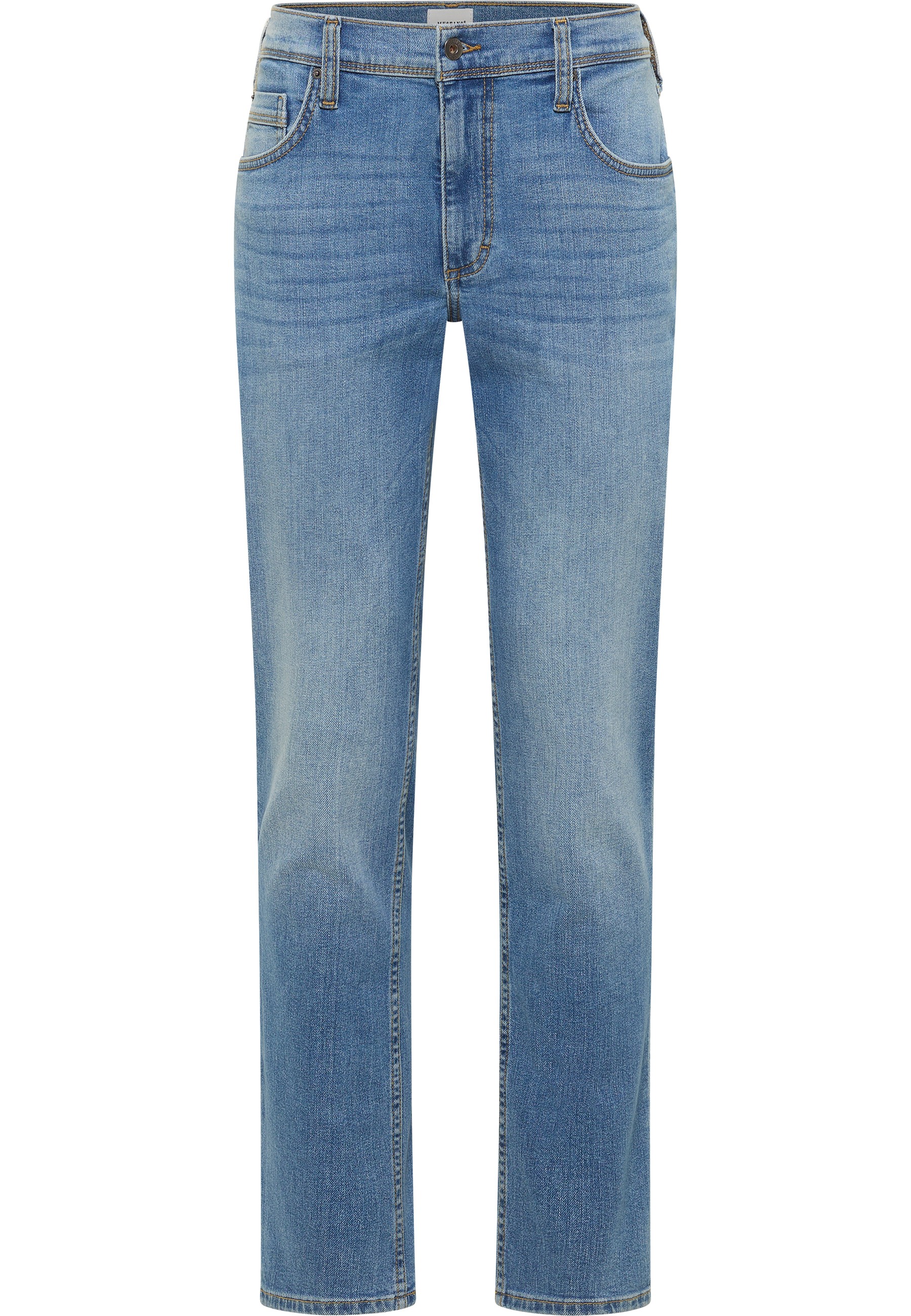 Jeans, Straight leg, Mid blue, Five-pocket, Denim