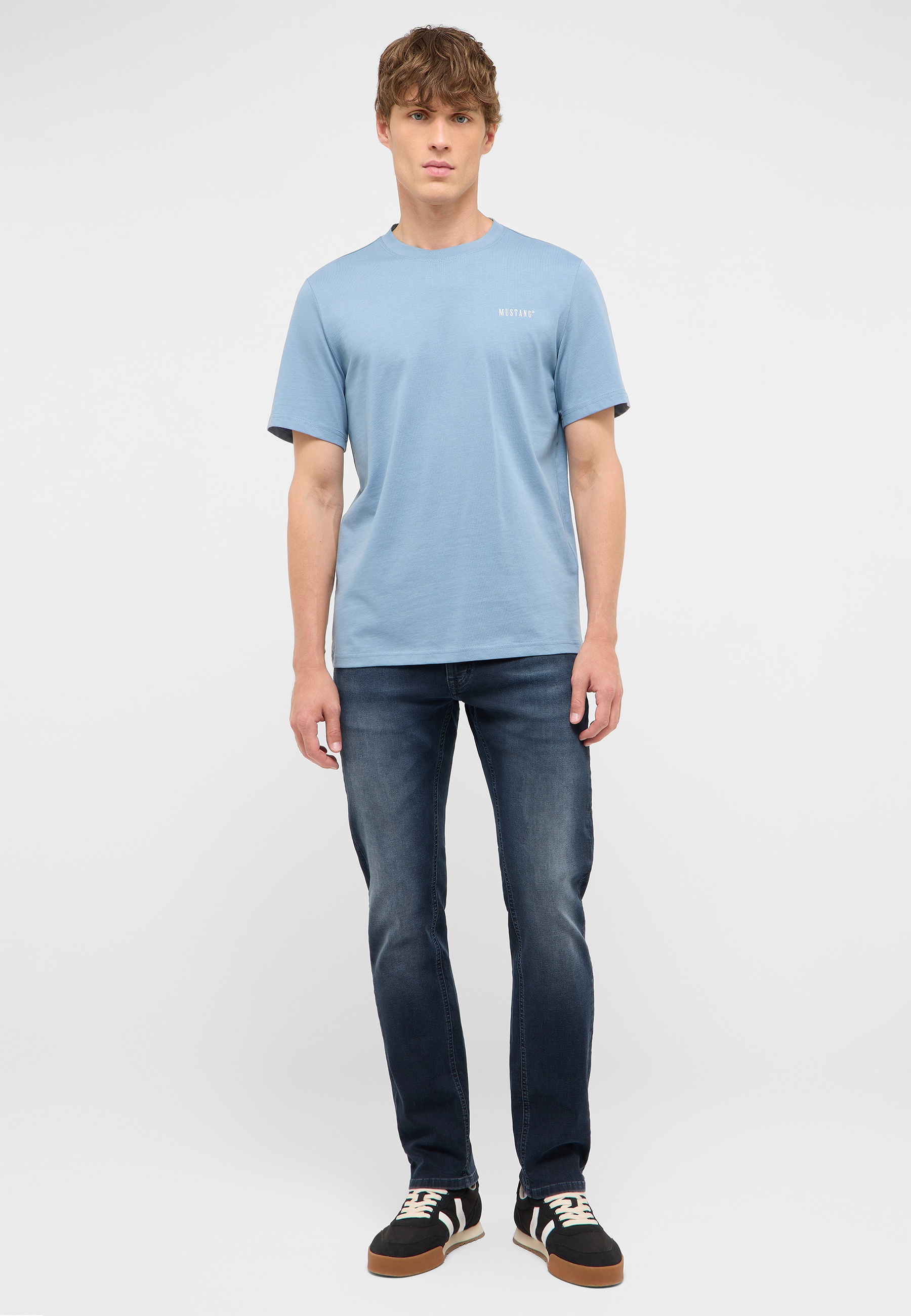 T-Shirt, Kurzarm, Rundhals, Ruhig blau, Casual