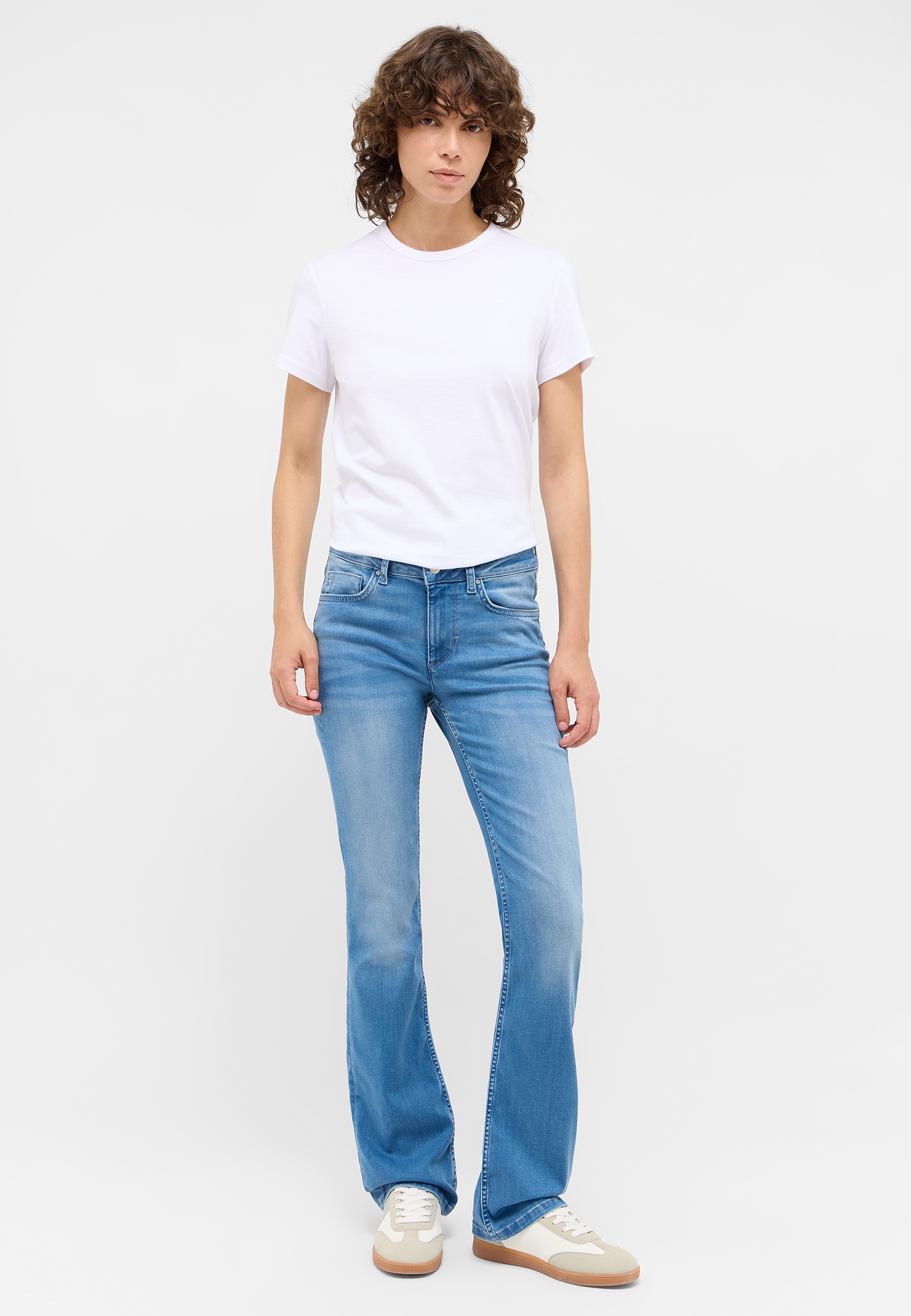 T-Shirt, weiße T-Shirt, Kurzarm, Plain, Jeans